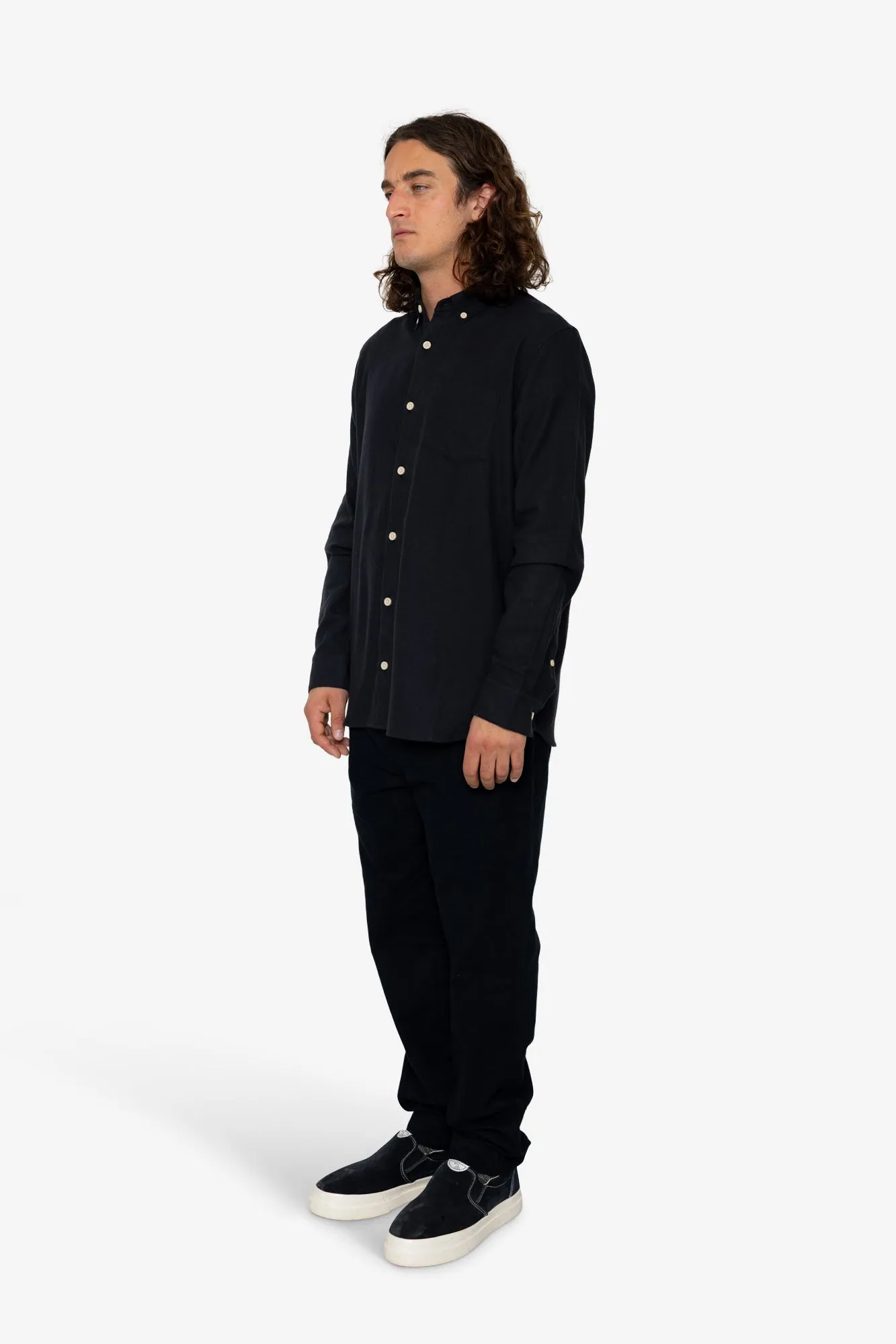 Flannel Bobby Button Down - Washed Black sold by Folk product image thumbnail 3