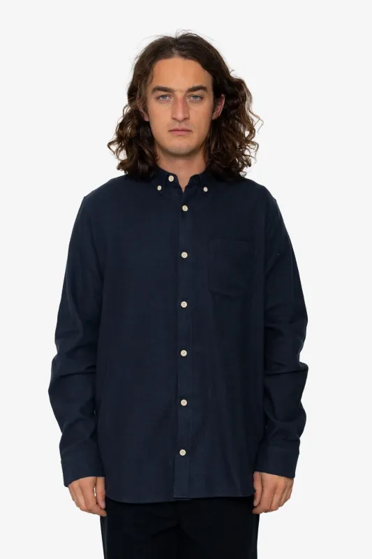 Flannel Bobby Button Down - Navy sold by Folk