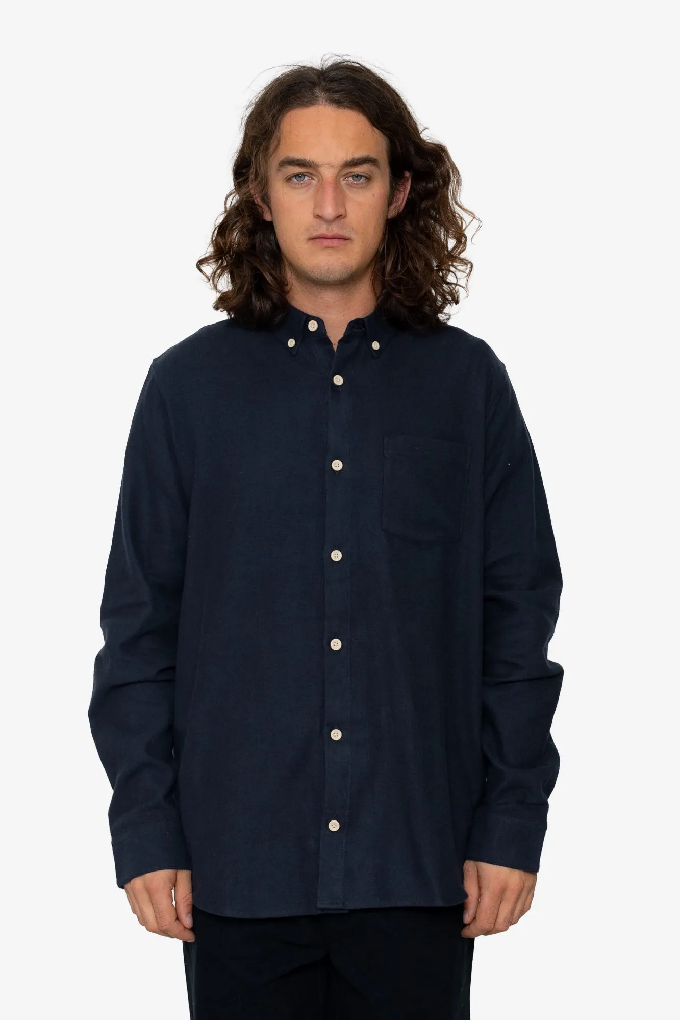 Flannel Bobby Button Down - Navy sold by Folk