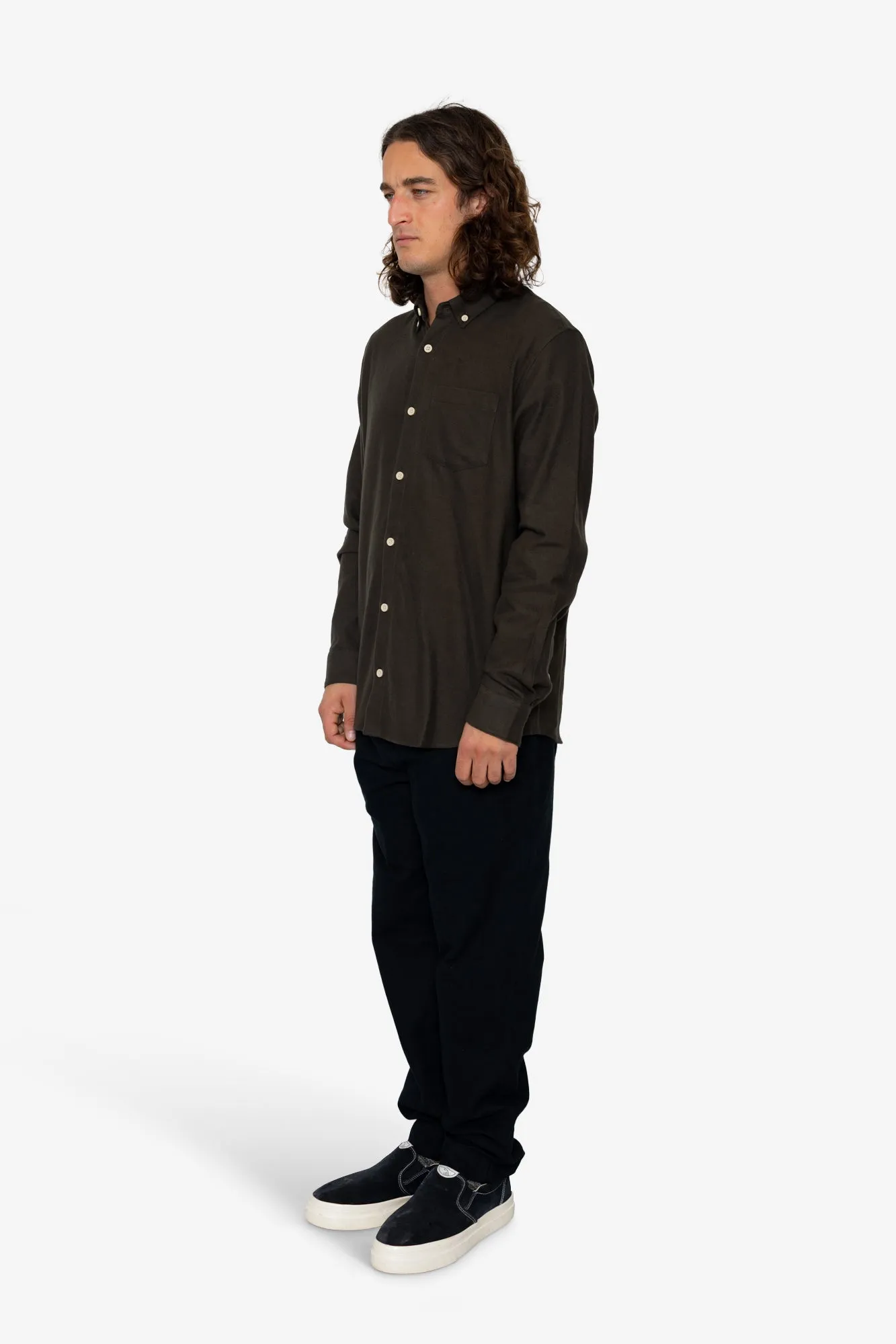 Flannel Bobby Button Down - Dark Khaki sold by Folk product image thumbnail 3