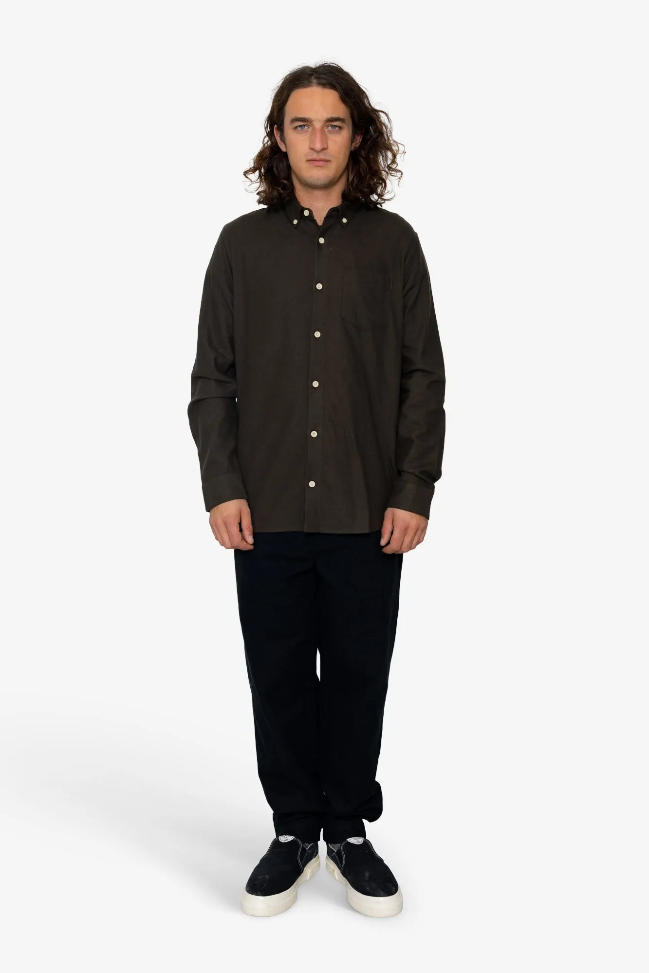 Flannel Bobby Button Down - Dark Khaki sold by Folk product image thumbnail 2