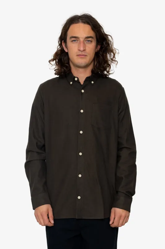 Flannel Bobby Button Down - Dark Khaki sold by Folk