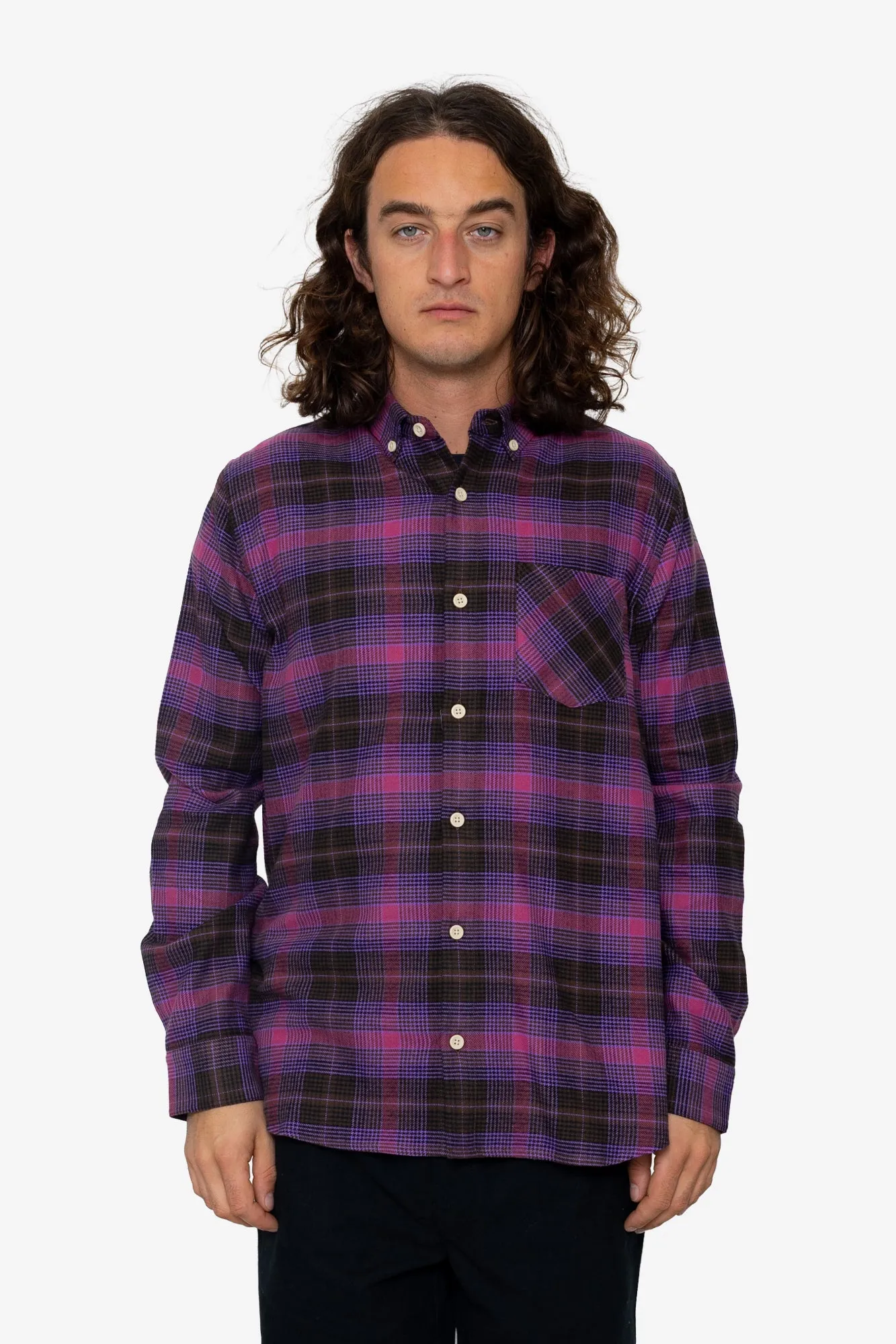 Treng Check Shirt - Pink / Wine sold by Folk