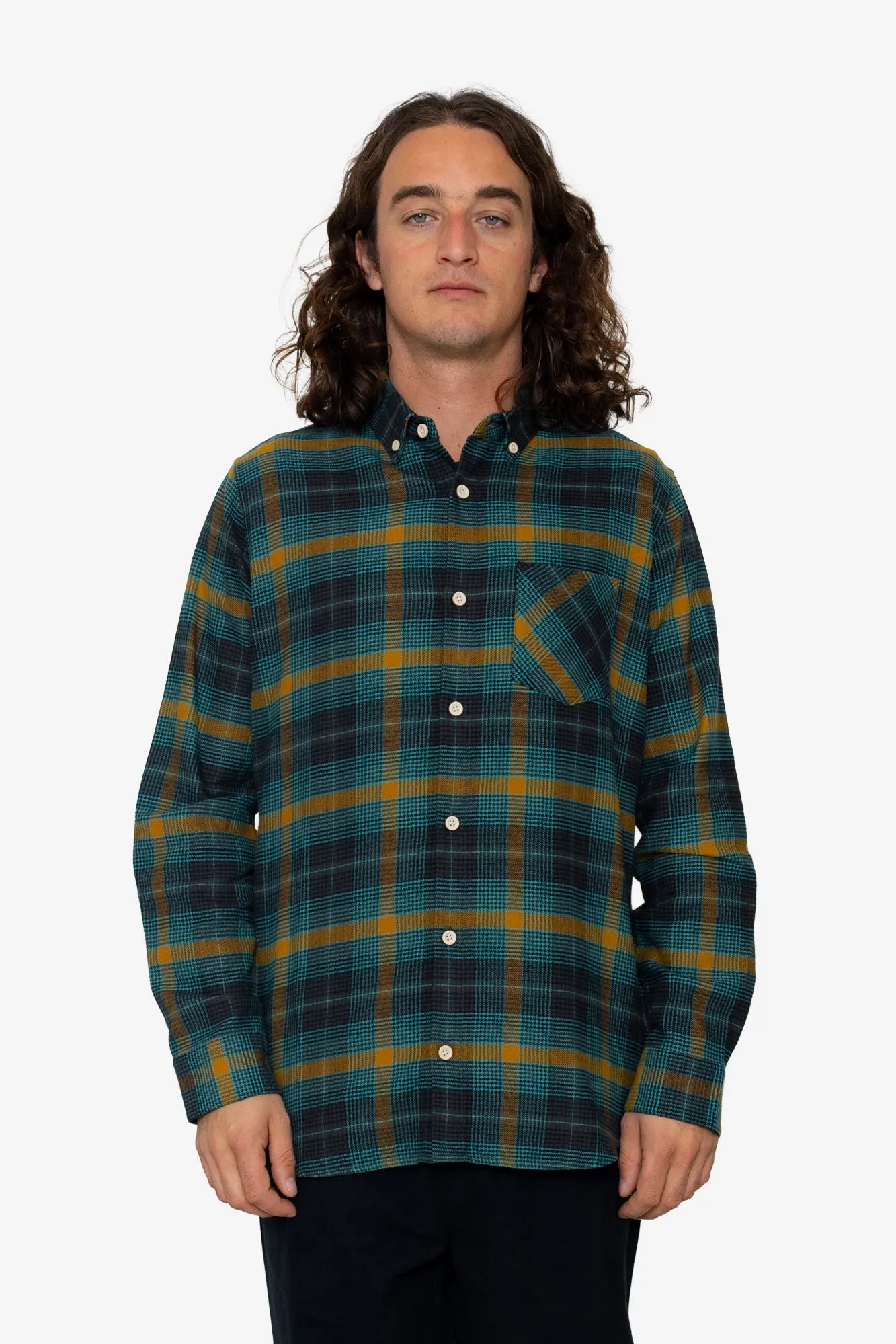 Treng Check Shirt - Teal / Mustard sold by Folk