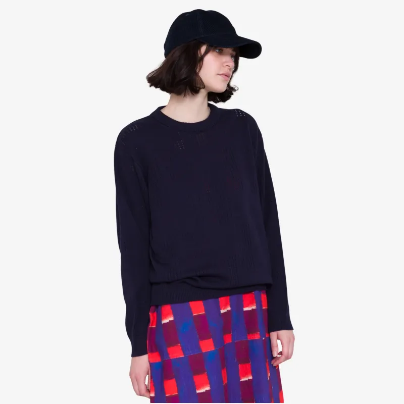 Pointelle Crew - Dark Navy made by Folk
