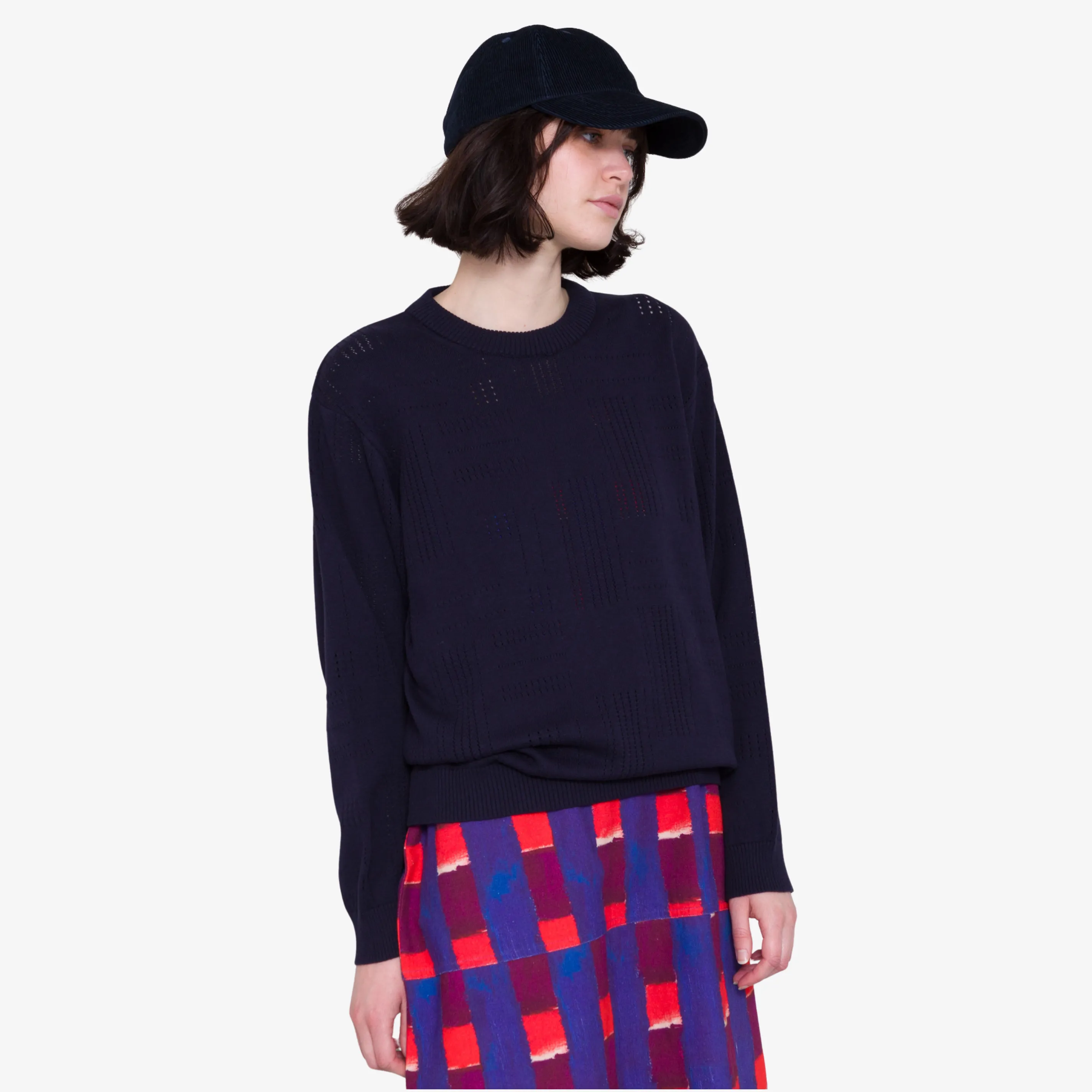 Pointelle Crew - Dark Navy sold by Folk