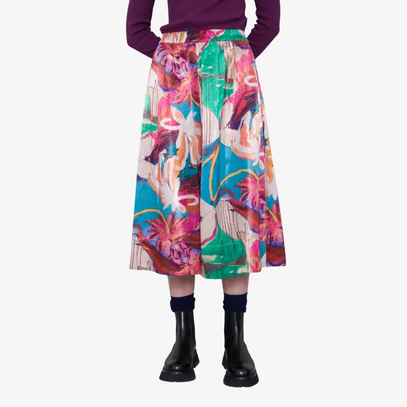 Full Seam Skirt - Abstract Flower Satin sold by Folk