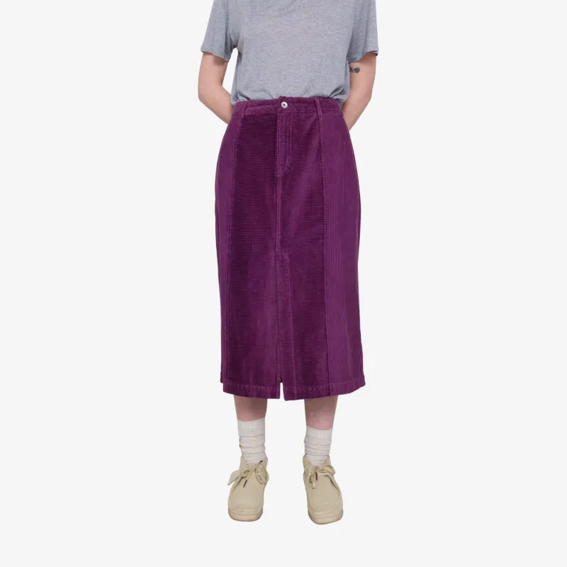 Midi Panel Skirt - Directional Cord Wine made by Folk