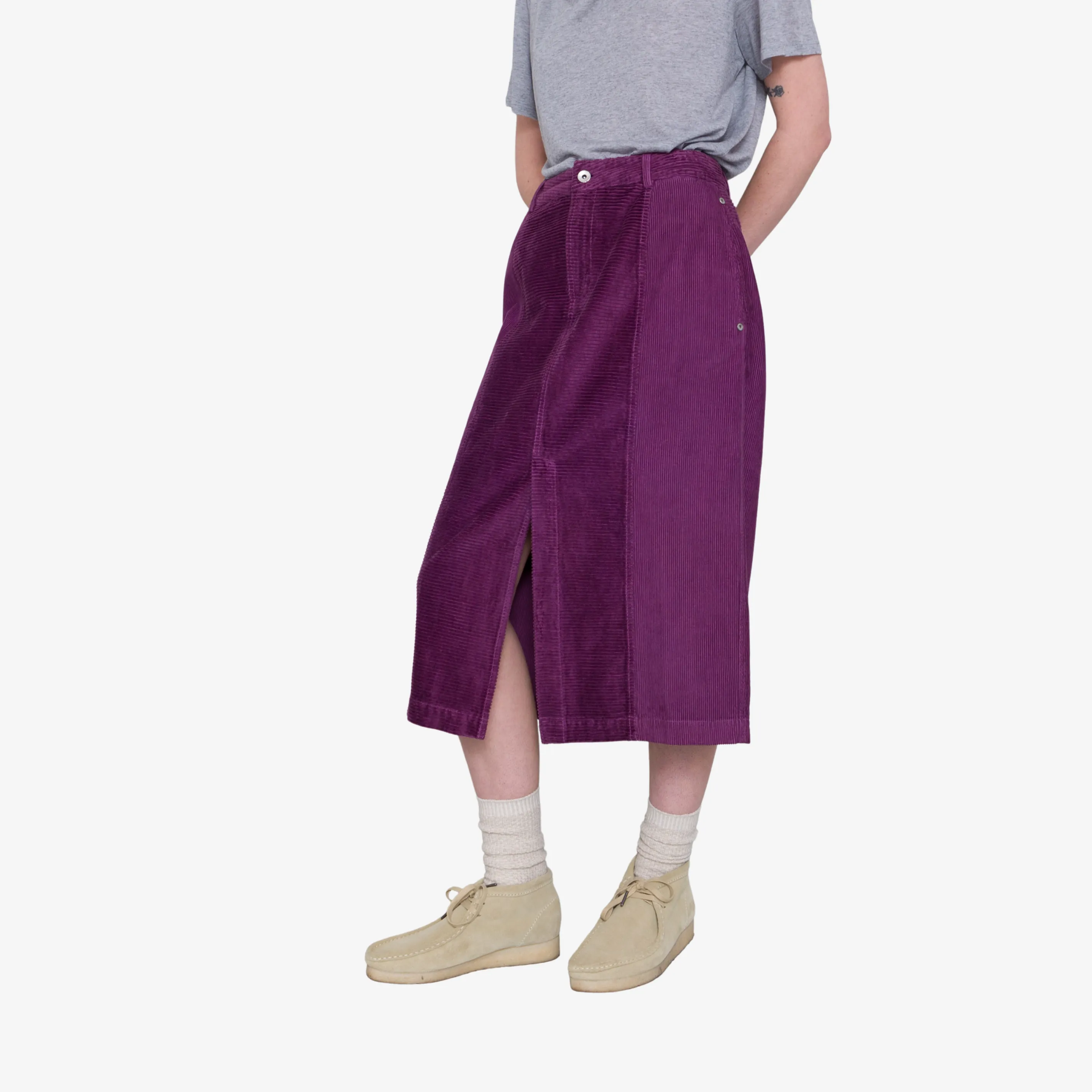 Midi Panel Skirt - Directional Cord Wine sold by Folk product image thumbnail 2