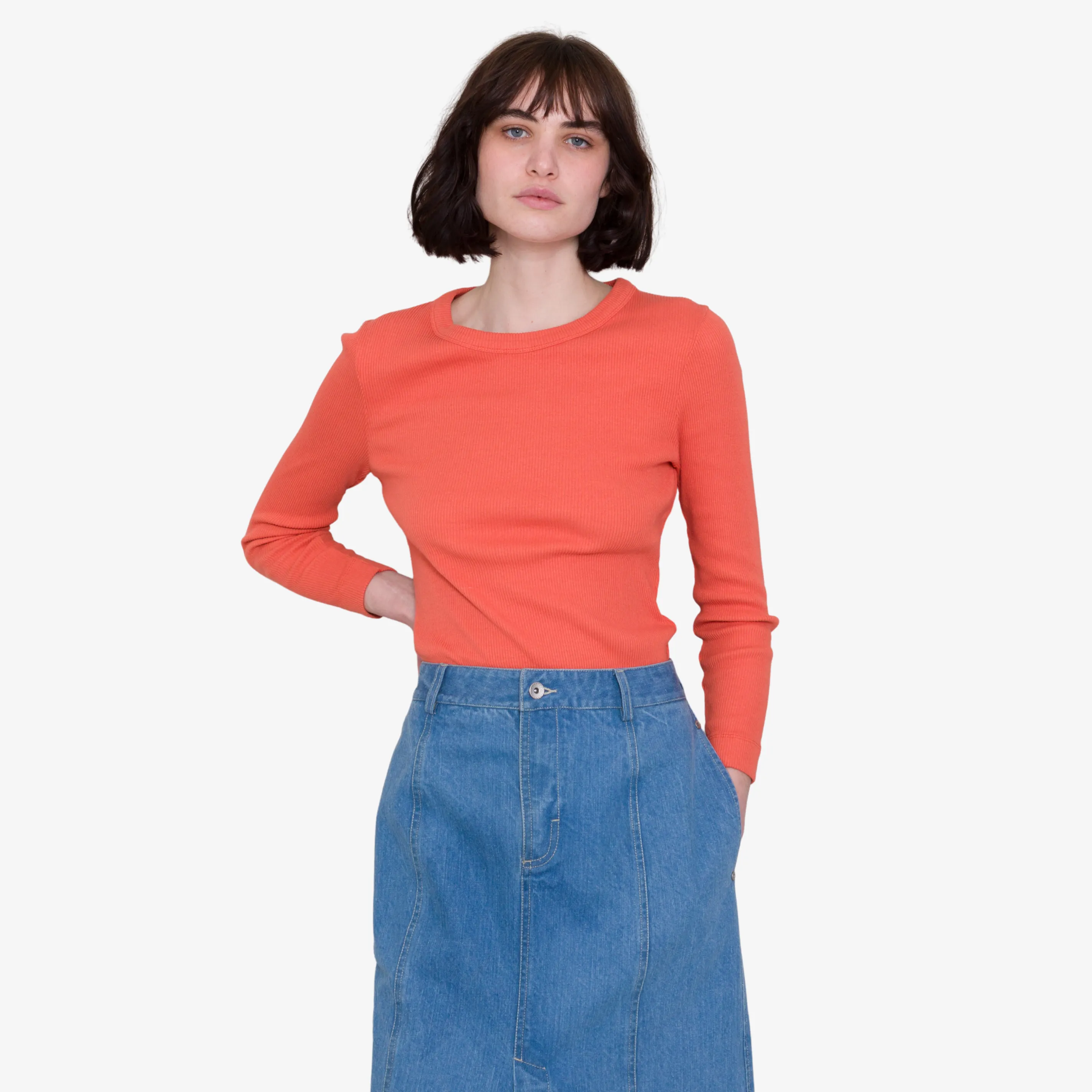 Midi Panel Skirt - Bleached Denim sold by Folk product image thumbnail 2