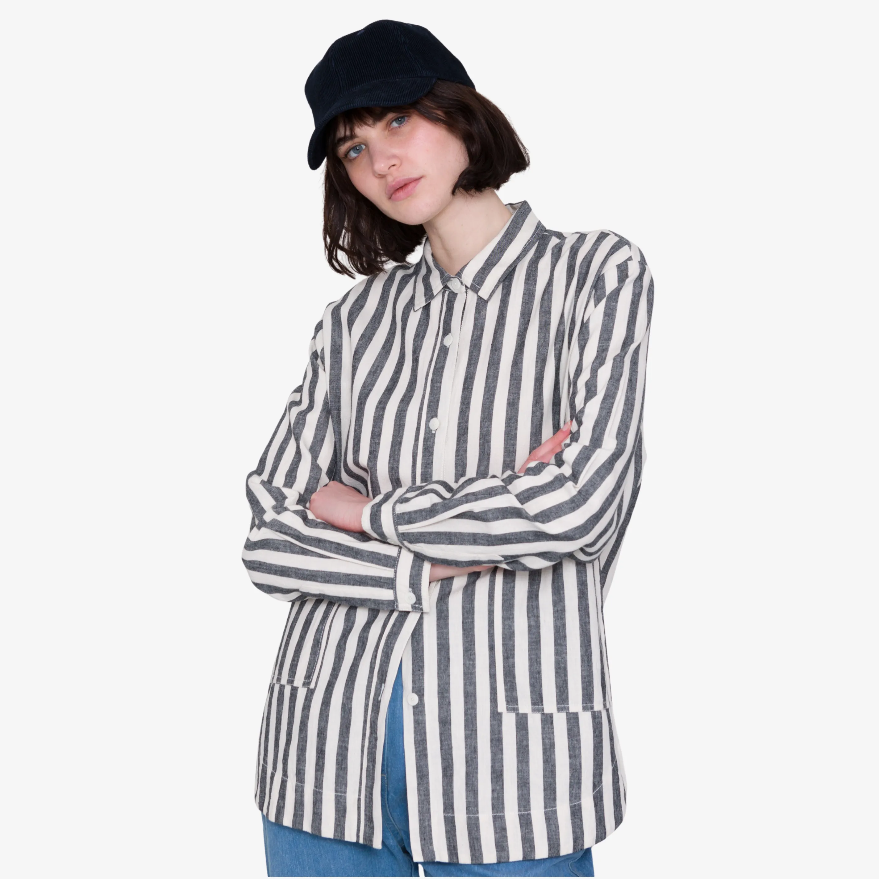 Boyfriend Shirt - Coal Ecru Shirt sold by Folk