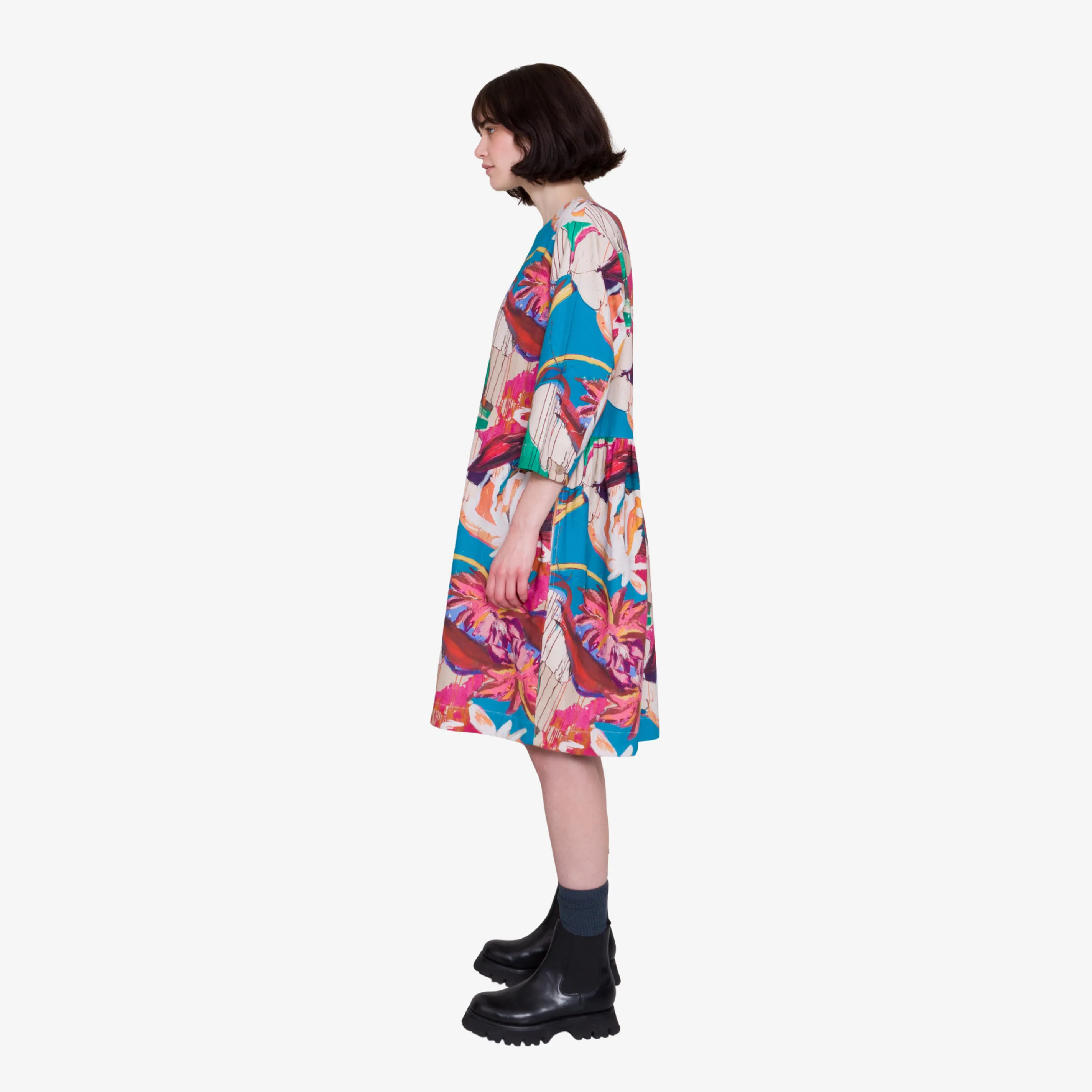 Joana Day Dress - Canvas Abstract Flower sold by Folk product image thumbnail 3
