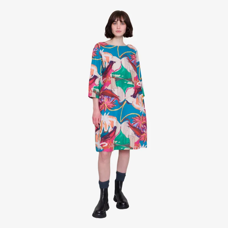 Joana Day Dress - Canvas Abstract Flower made by Folk