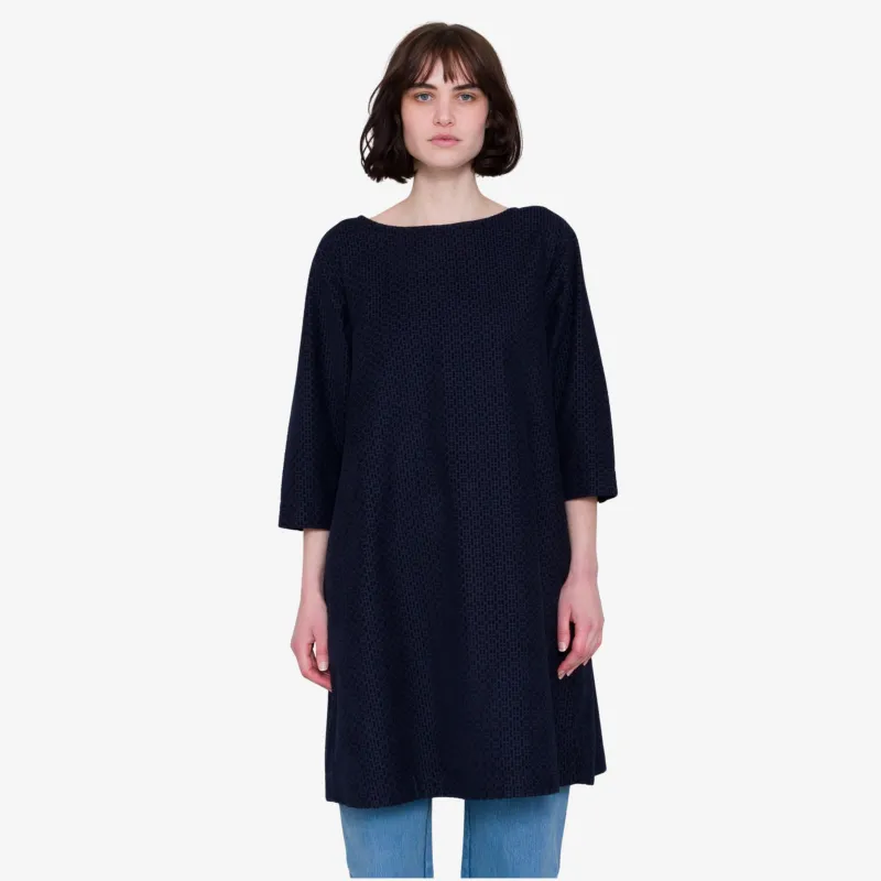 Joana Day Dress - Navy Textured Cord made by Folk