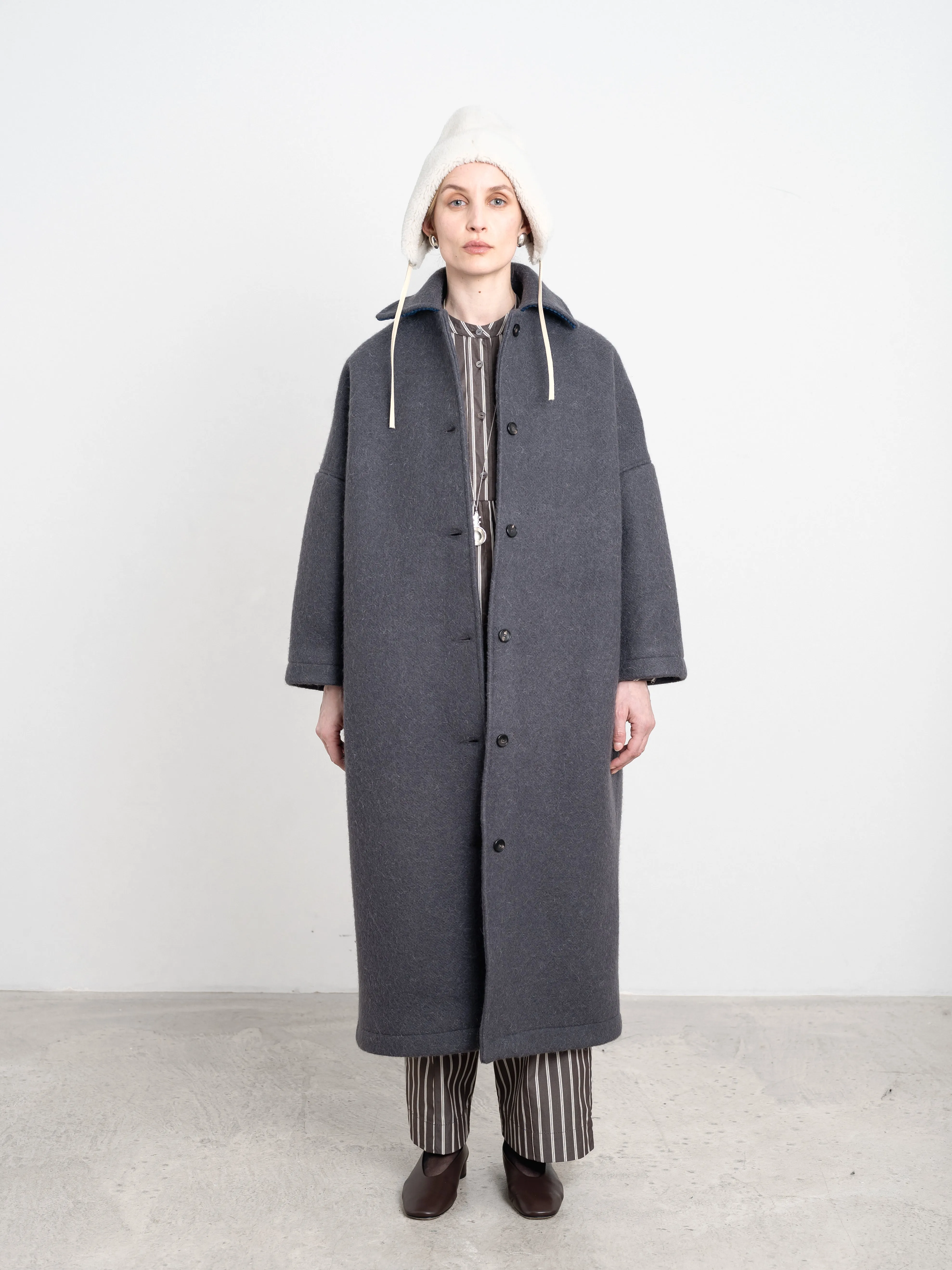 Cawley | Longline Coat - Slate sold by Folk