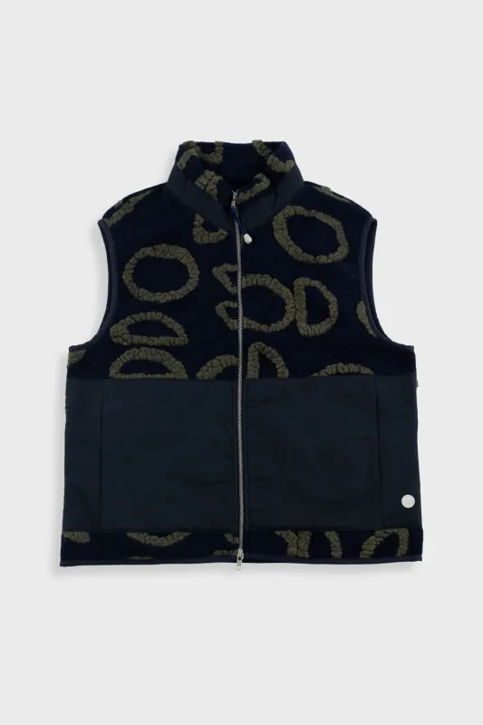 Signal Gilet - Navy Circle Jacquard sold by Folk