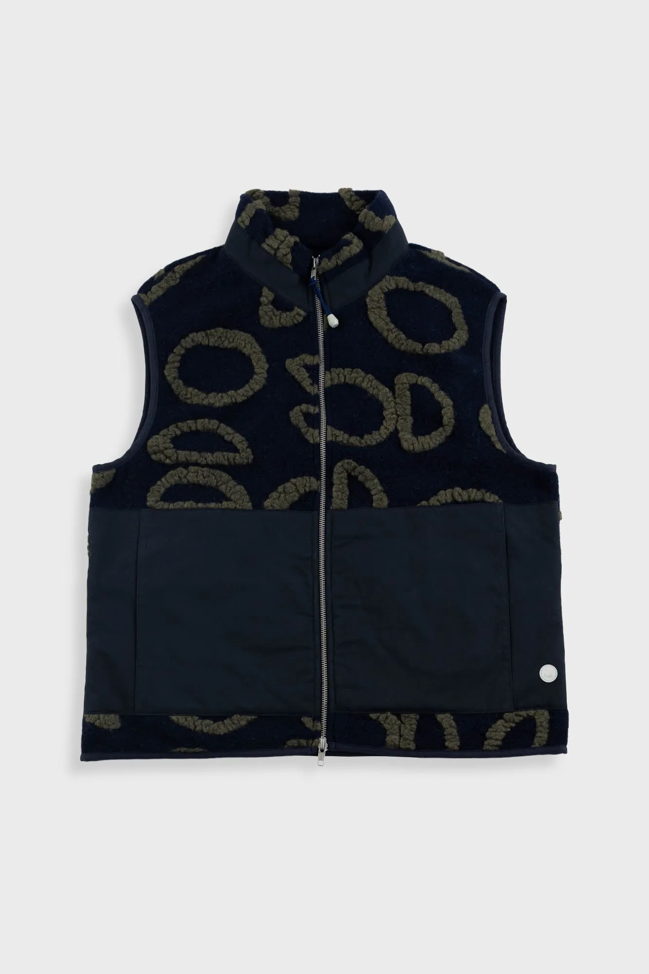 Signal Gilet - Navy Circle Jacquard sold by Folk