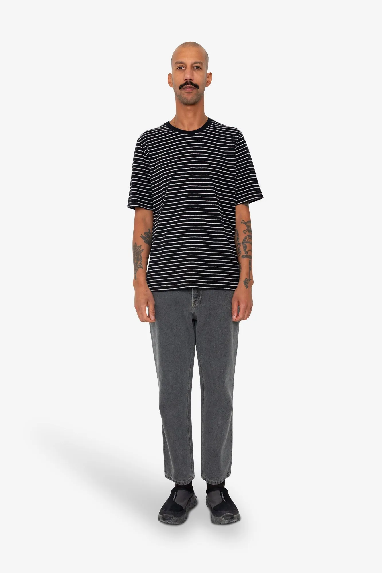 Short Sleeve Textured Striped T-Shirt - Black / Ecru sold by Folk product image thumbnail 2