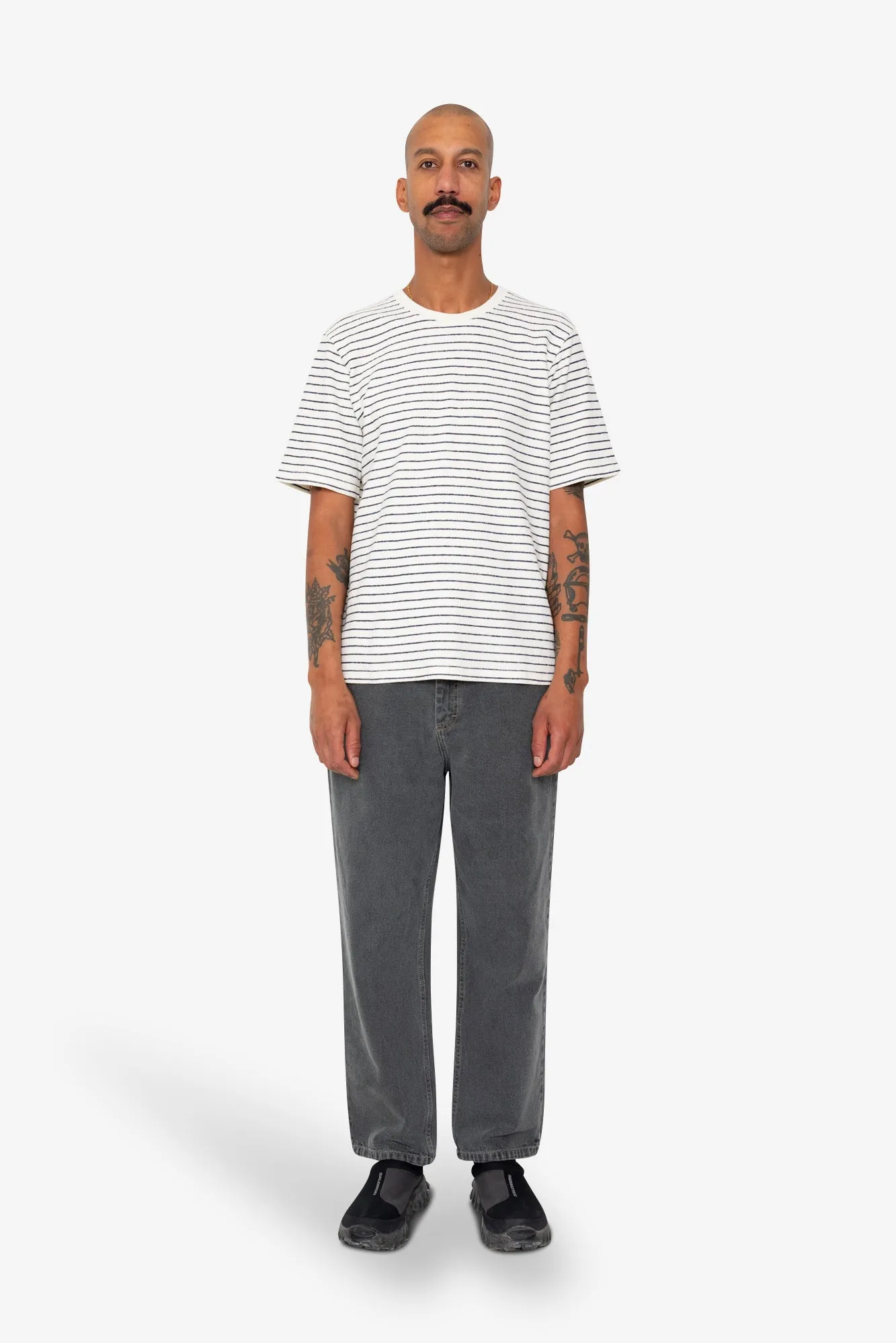 Short Sleeve Textured Striped T-Shirt - Ecru Navy sold by Folk product image thumbnail 2