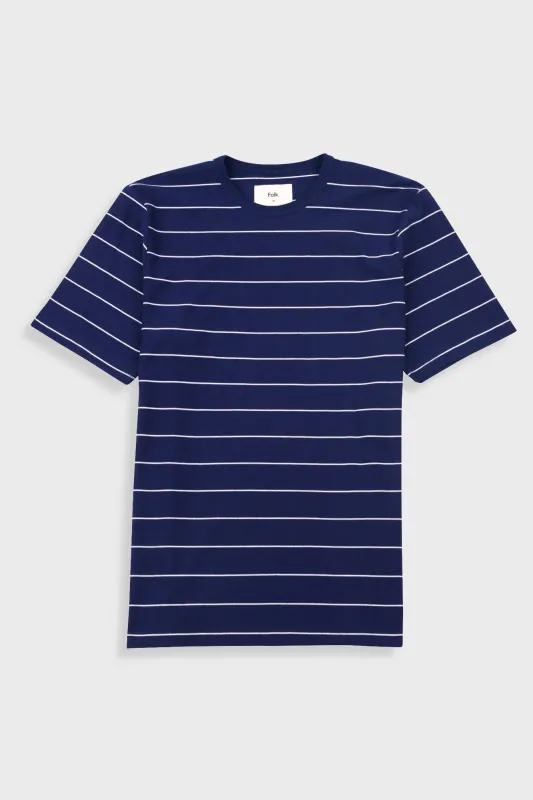 Microstripe T-Shirt - Navy / Ecru sold by Folk