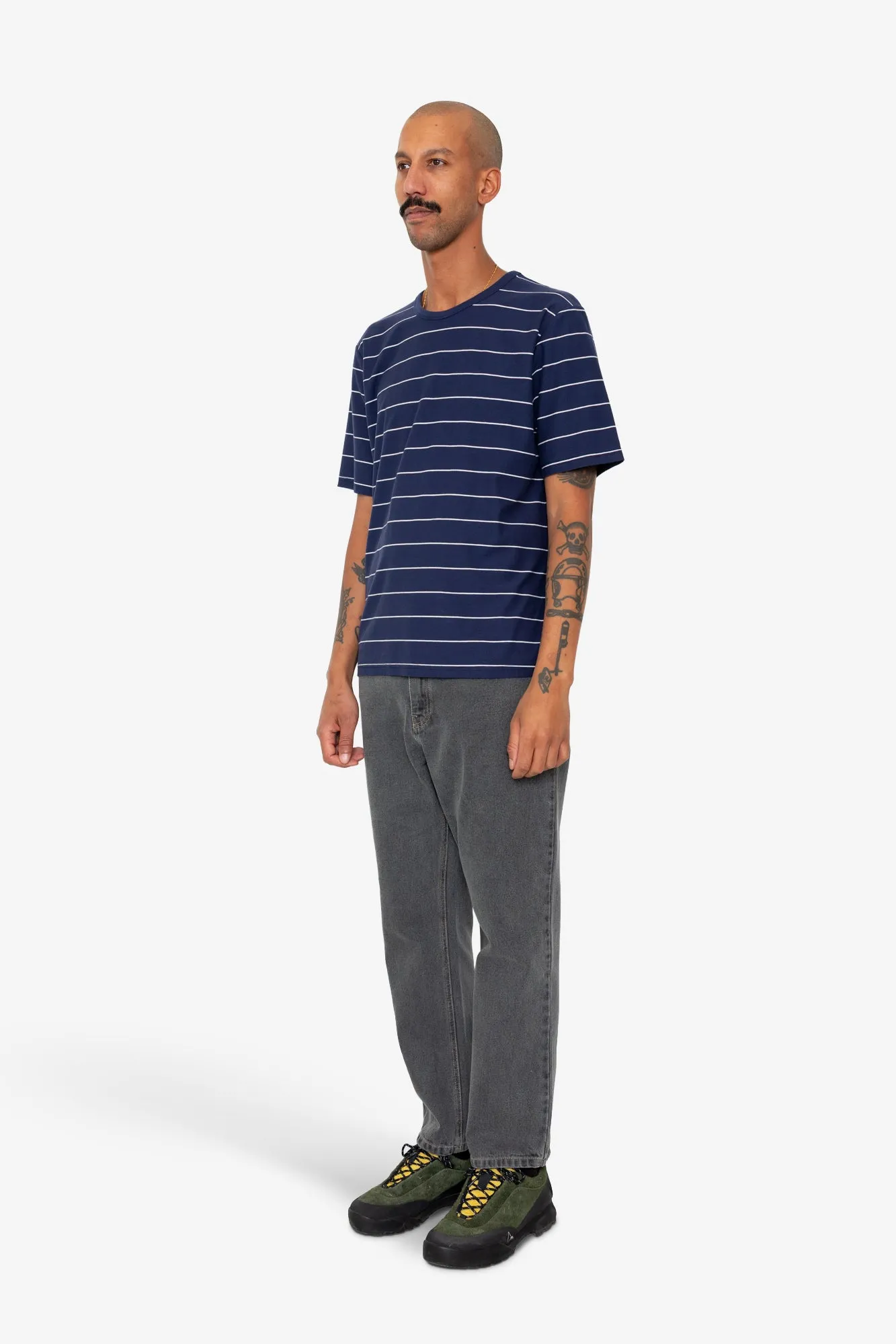 Microstripe T-Shirt - Navy / Ecru sold by Folk product image thumbnail 3