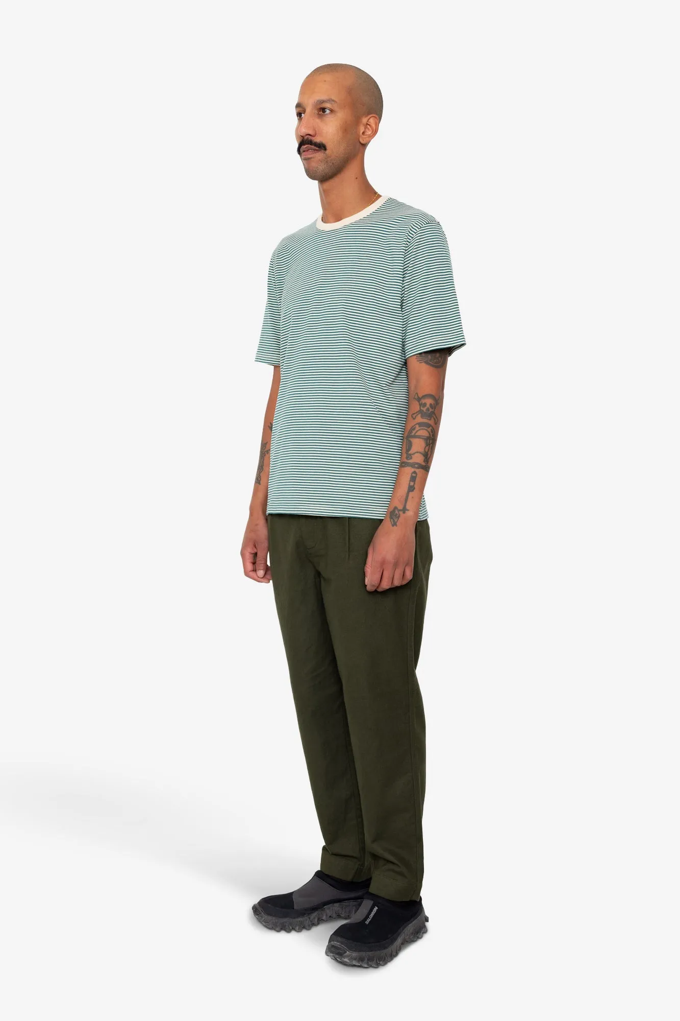 1x1 Striped T-Shirt - Phthalo Green / Ecru sold by Folk product image thumbnail 3