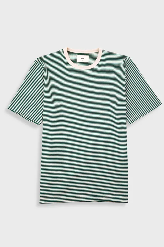 1x1 Striped T-Shirt - Phthalo Green / Ecru sold by Folk