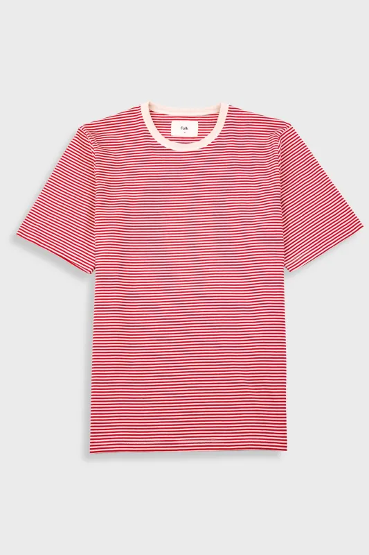 1x1 Striped T-Shirt - Crimson / Stone sold by Folk