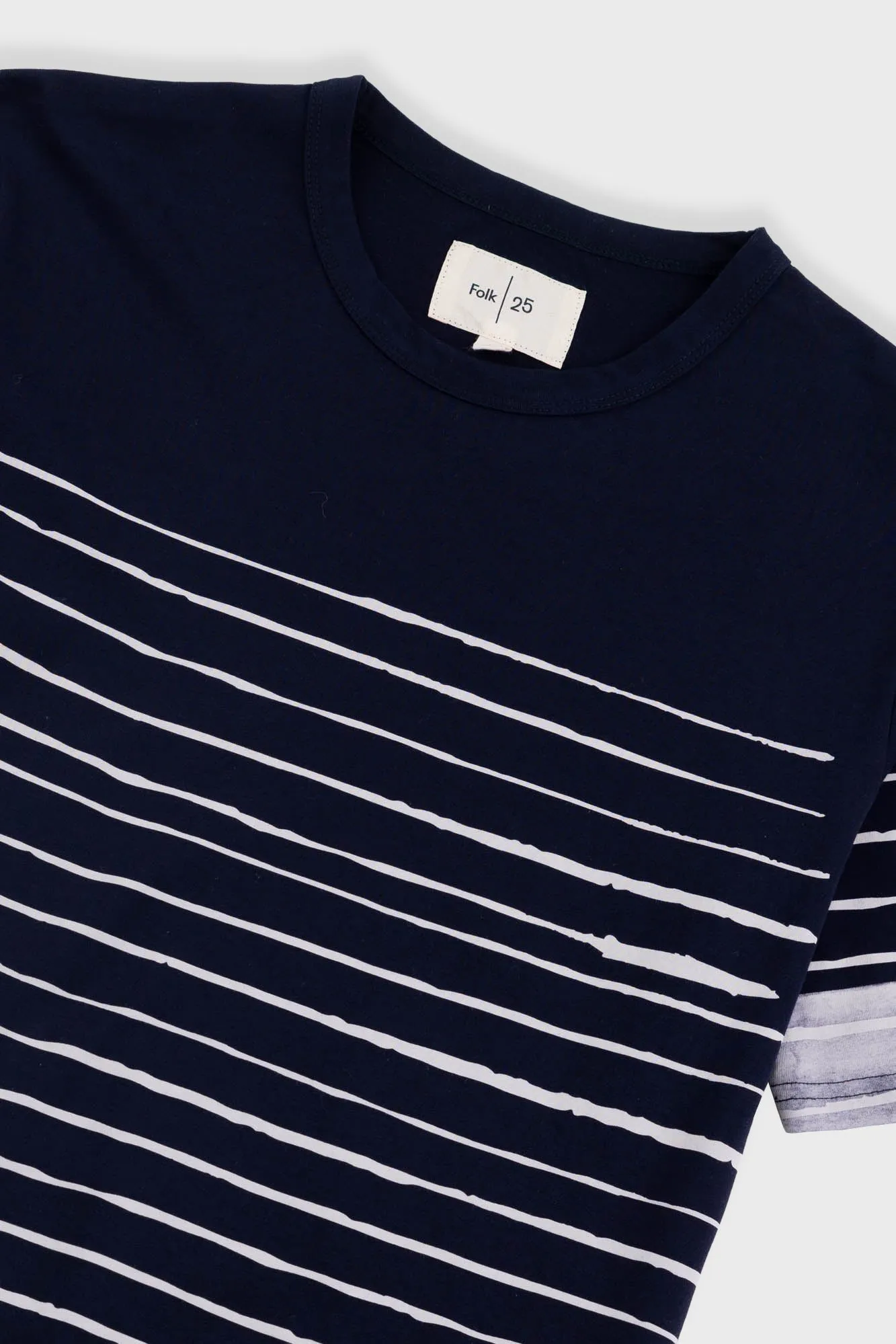 Contrast Sleeve T-Shirt - Bleached Stripe sold by Folk product image thumbnail 2