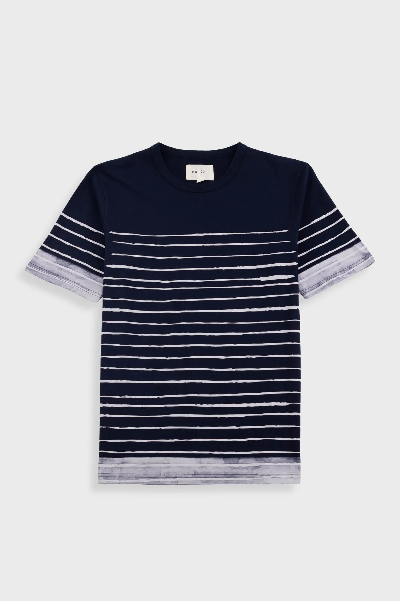 Contrast Sleeve T-Shirt - Bleached Stripe sold by Folk