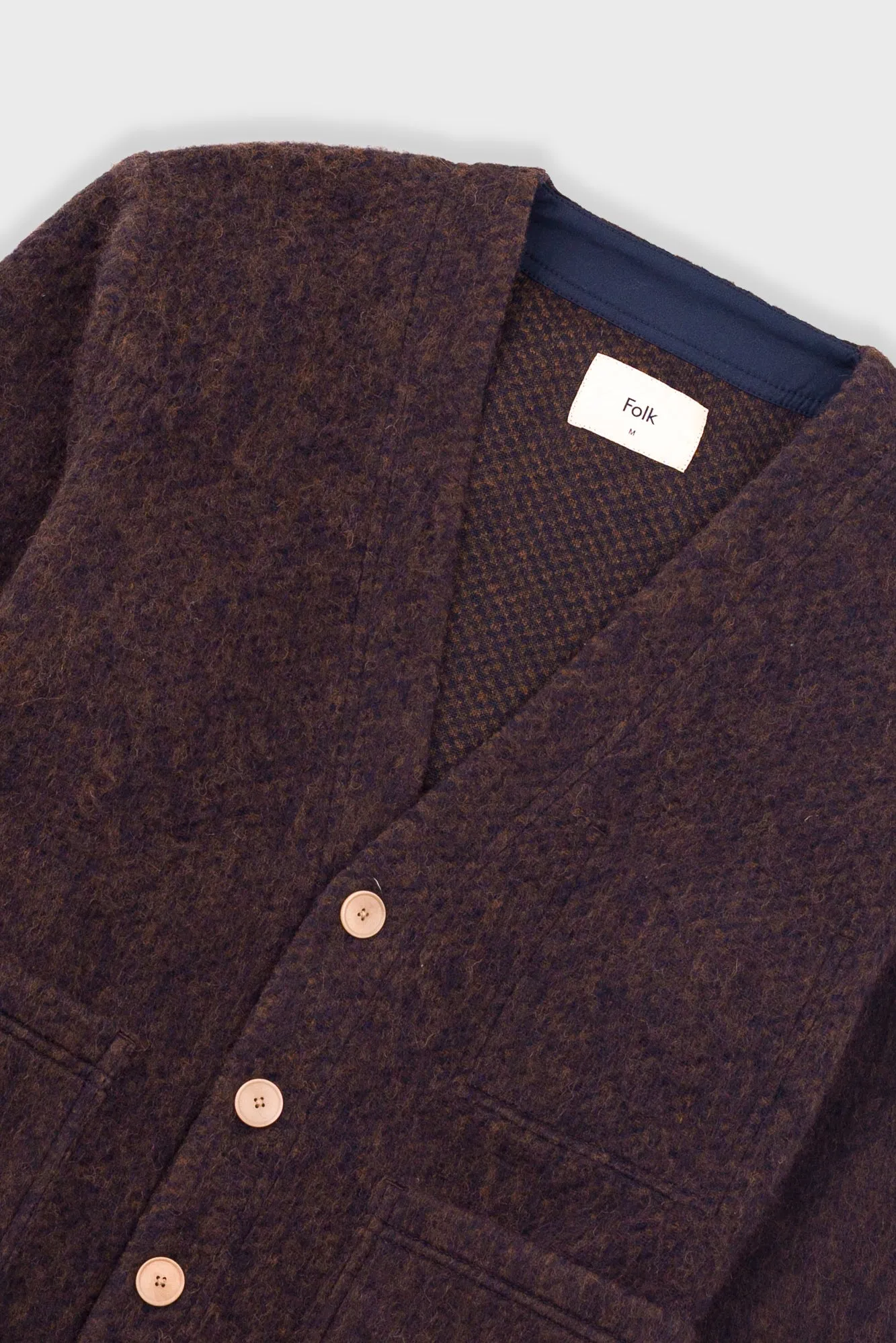 Pocket Cardigan - Navy Espresso Brushed Wool sold by Folk product image thumbnail 3