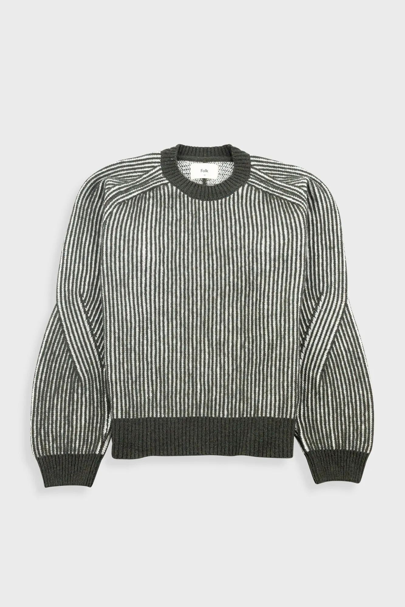 Plated Rib Crew - Olive Ecru sold by Folk