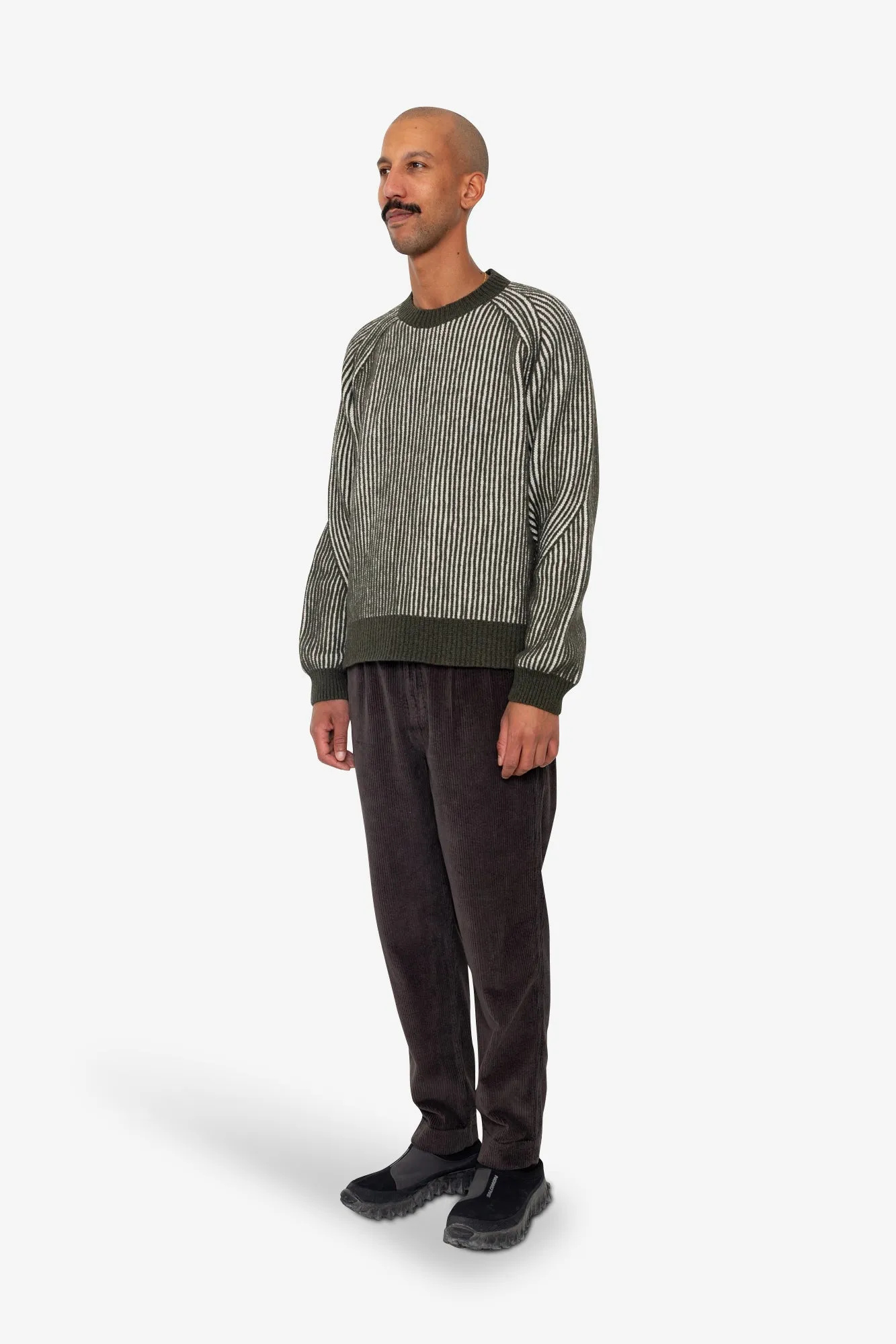 Plated Rib Crew - Olive Ecru sold by Folk product image thumbnail 3