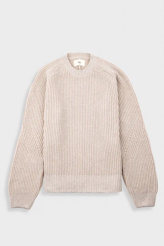 Plated Rib Crew - Stone Ecru made by Folk