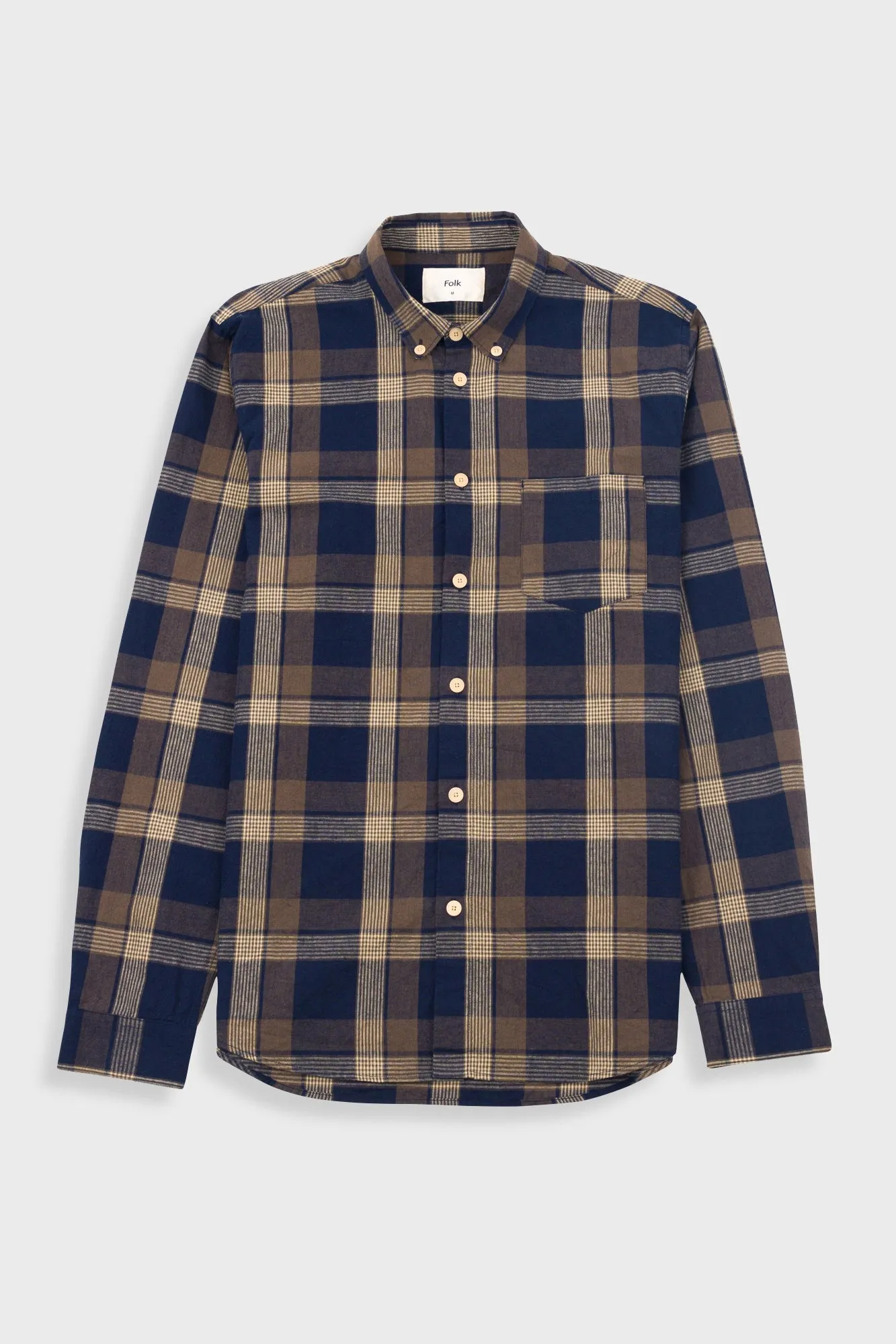 Relaxed Fit Shirt - Navy Olive Check sold by Folk