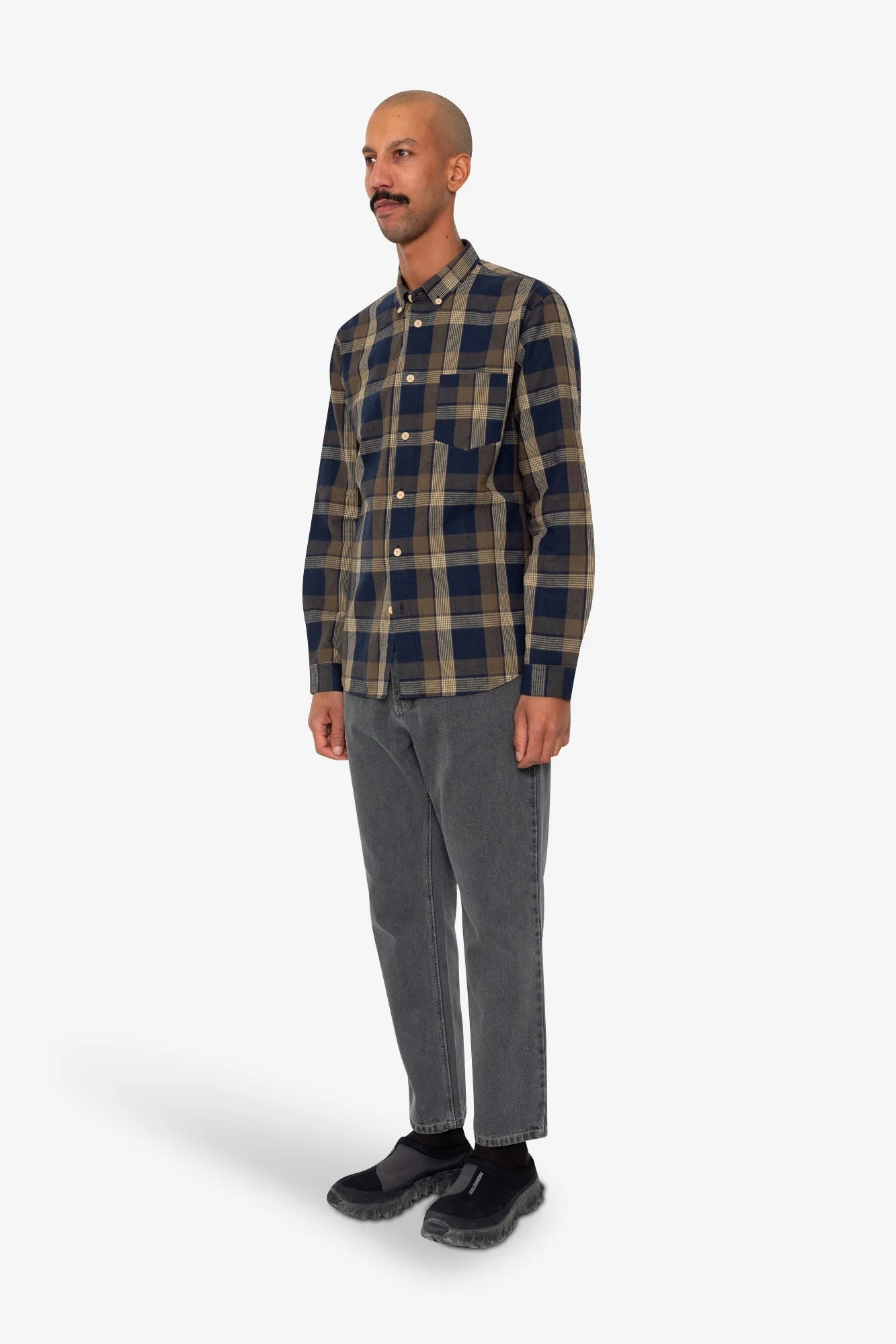 Relaxed Fit Shirt - Navy Olive Check sold by Folk product image thumbnail 3