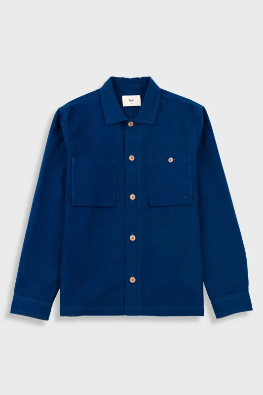 Patch Overshirt - Mid Blue Moleskin sold by Folk