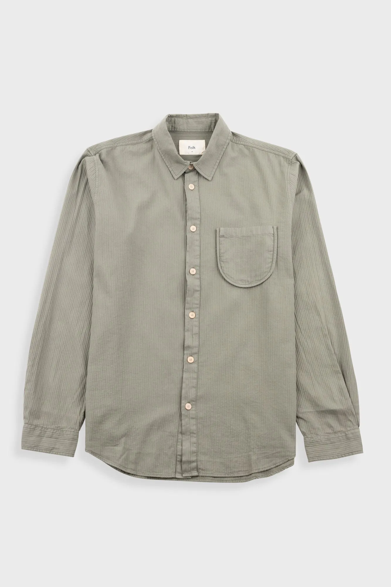 Herringbone Curve Shirt - Olive sold by Folk