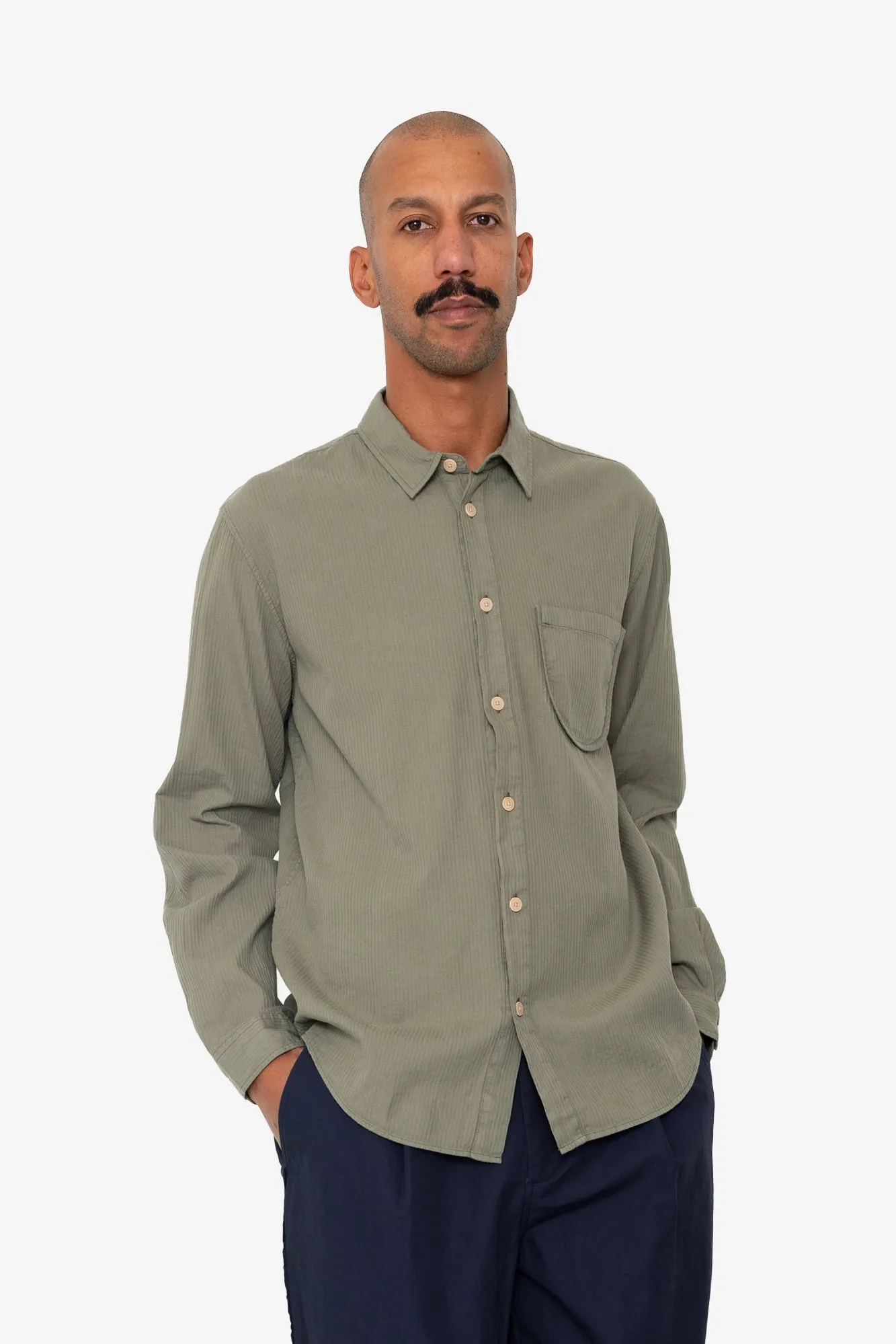 Herringbone Curve Shirt - Olive sold by Folk product image thumbnail 5