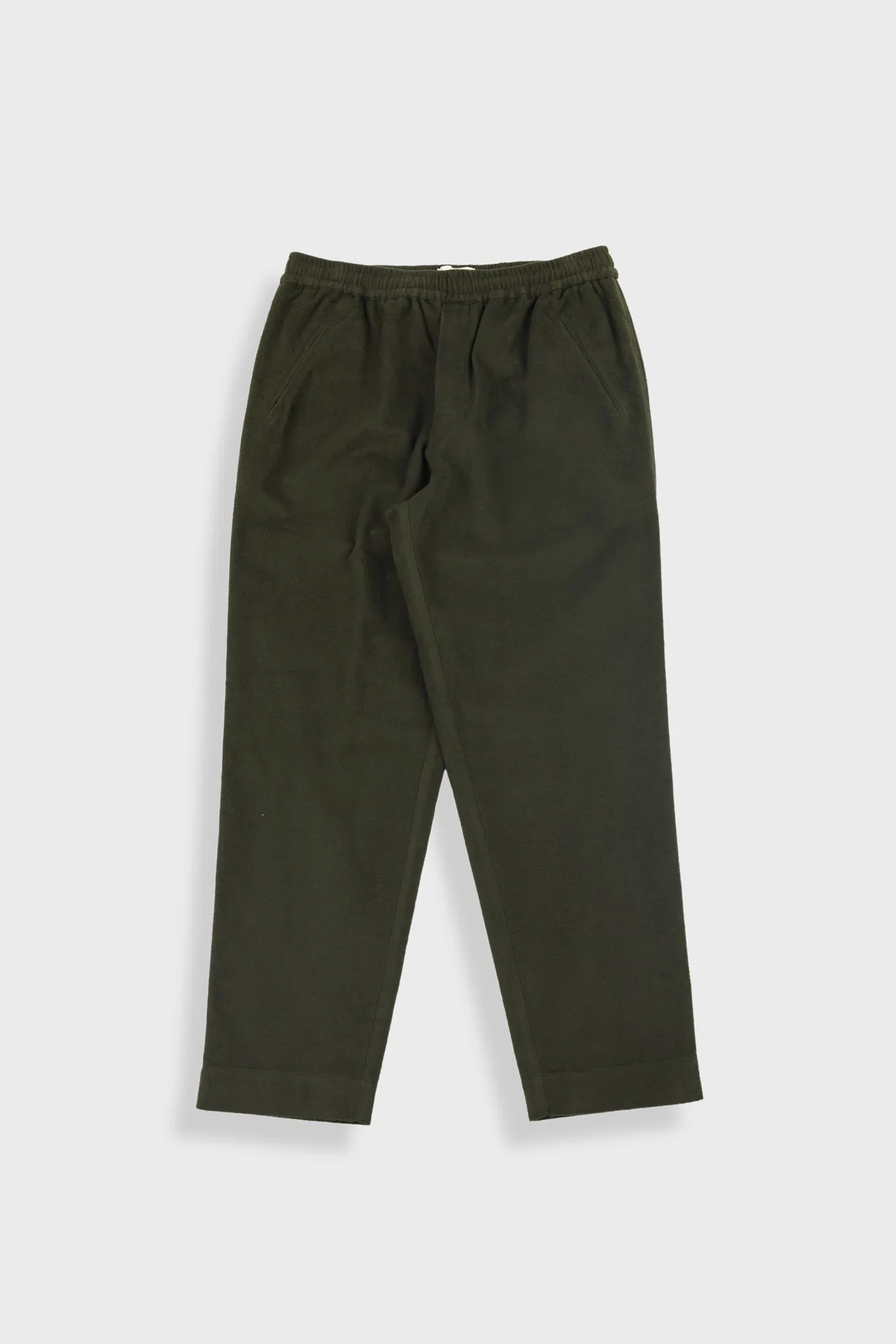 Drawcord Assembly Pant - Dark Olive Moleskin sold by Folk