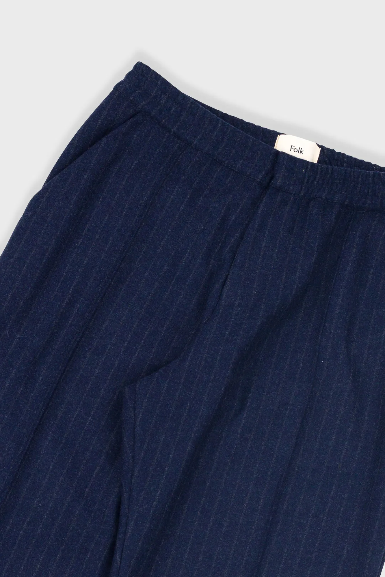 Pintuck Trouser - Navy Wool Stripe sold by Folk product image thumbnail 5