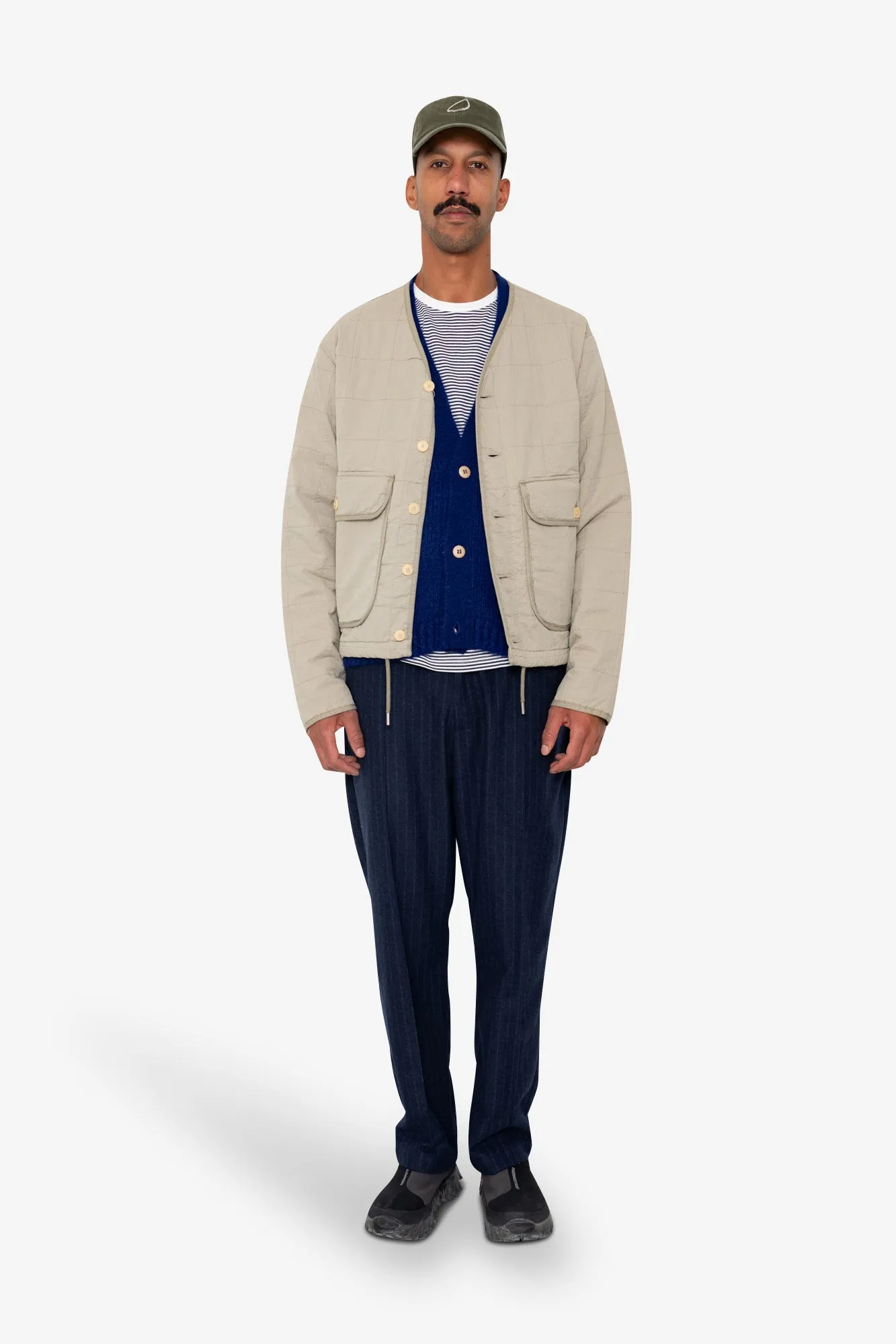 Quilted Liner Jacket - Smoke Grey Seersucker sold by Folk product image thumbnail 2