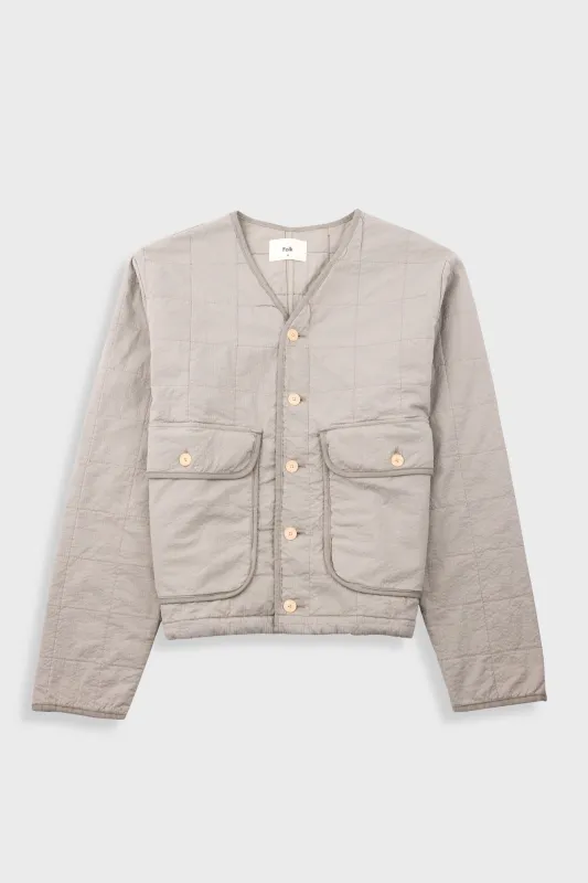 Quilted Liner Jacket - Smoke Grey Seersucker made by Folk