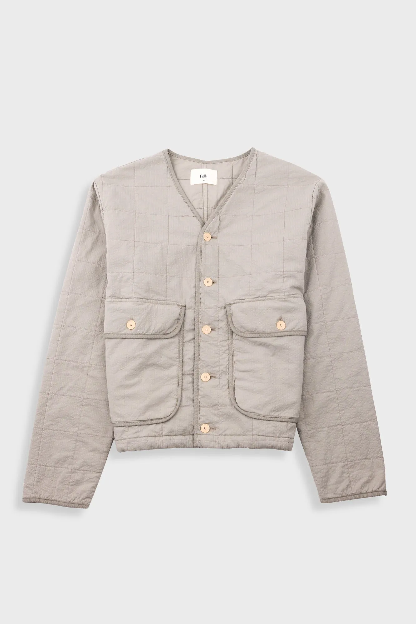 Quilted Liner Jacket - Smoke Grey Seersucker sold by Folk