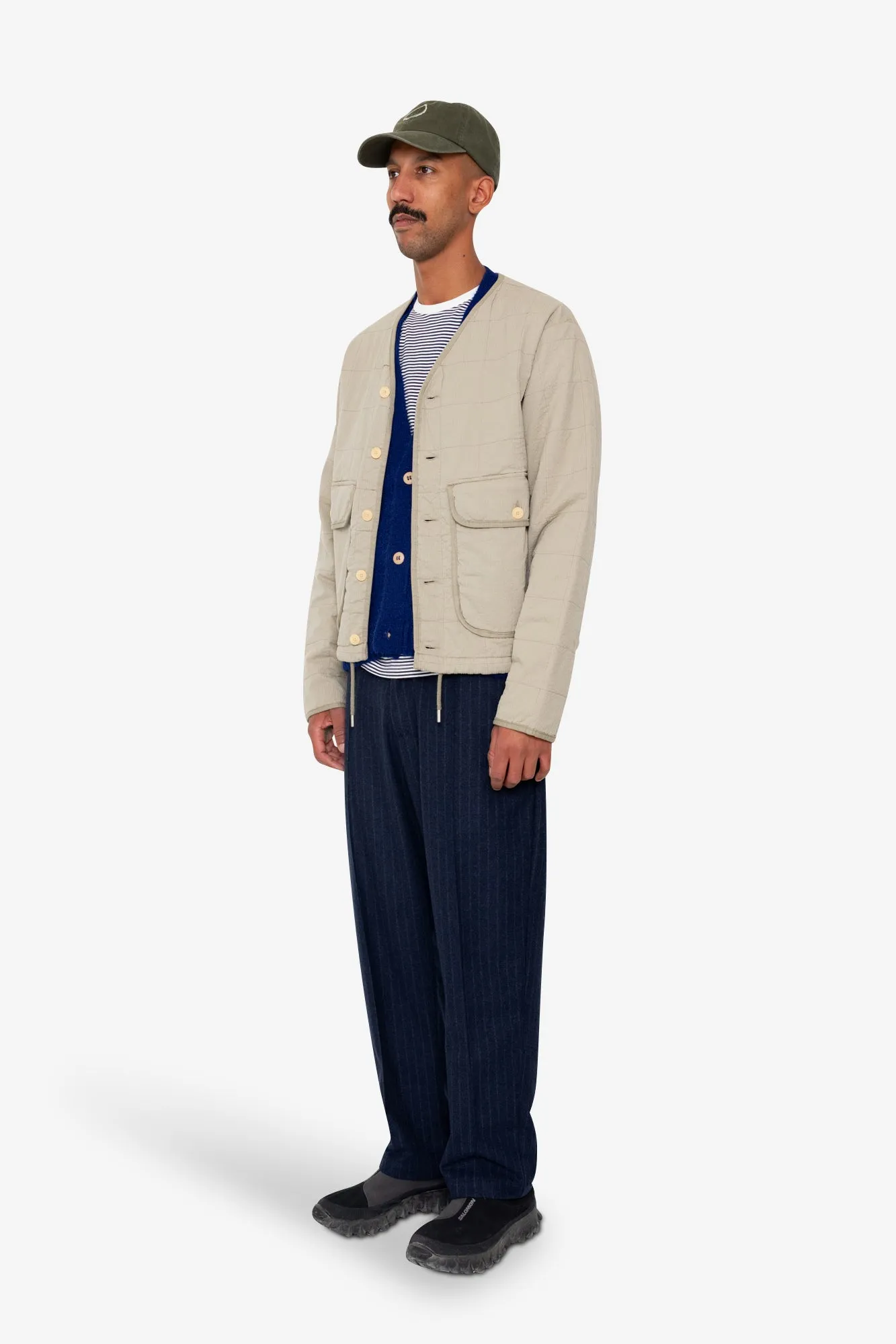 Quilted Liner Jacket - Smoke Grey Seersucker sold by Folk product image thumbnail 3