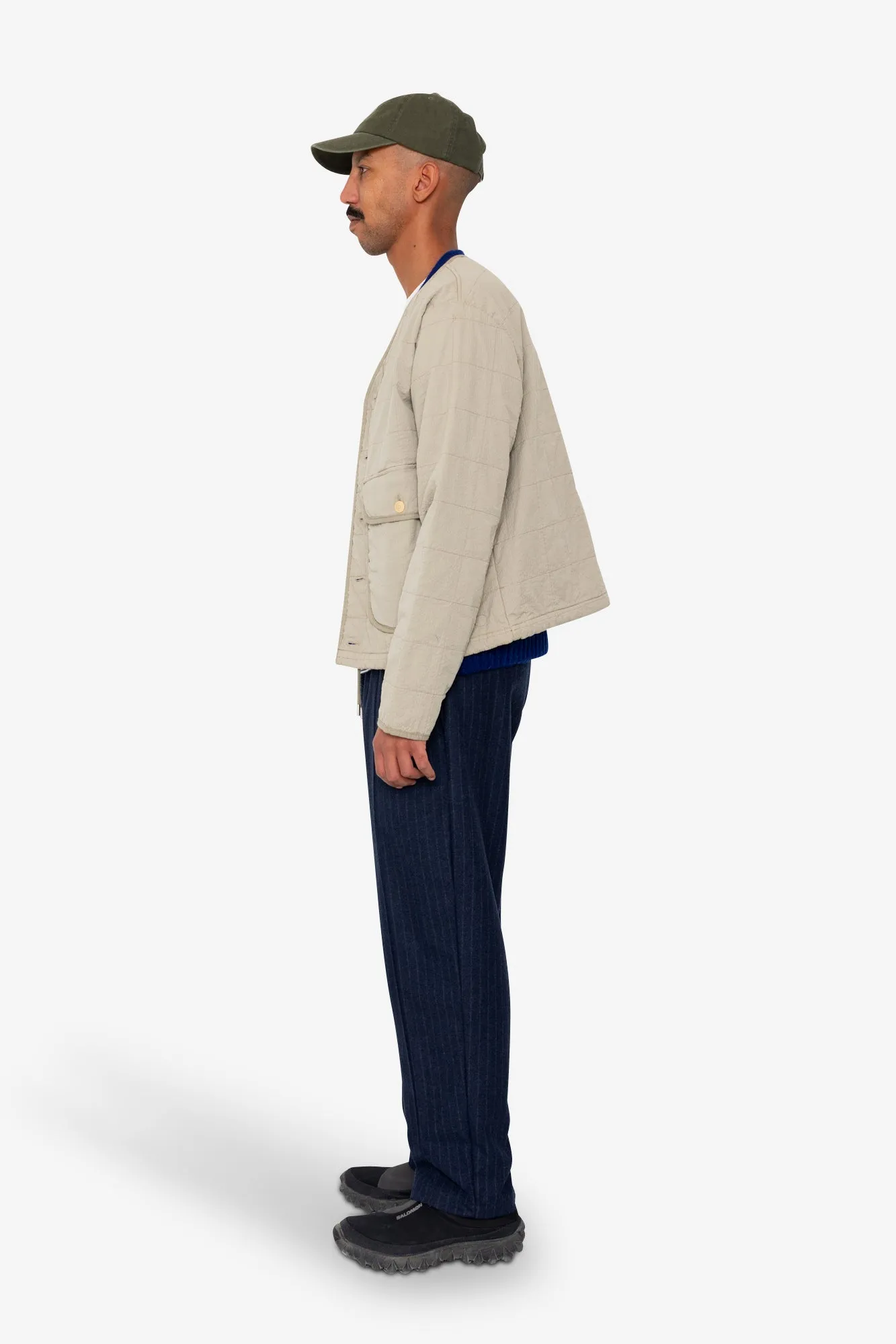 Quilted Liner Jacket - Smoke Grey Seersucker sold by Folk product image thumbnail 4