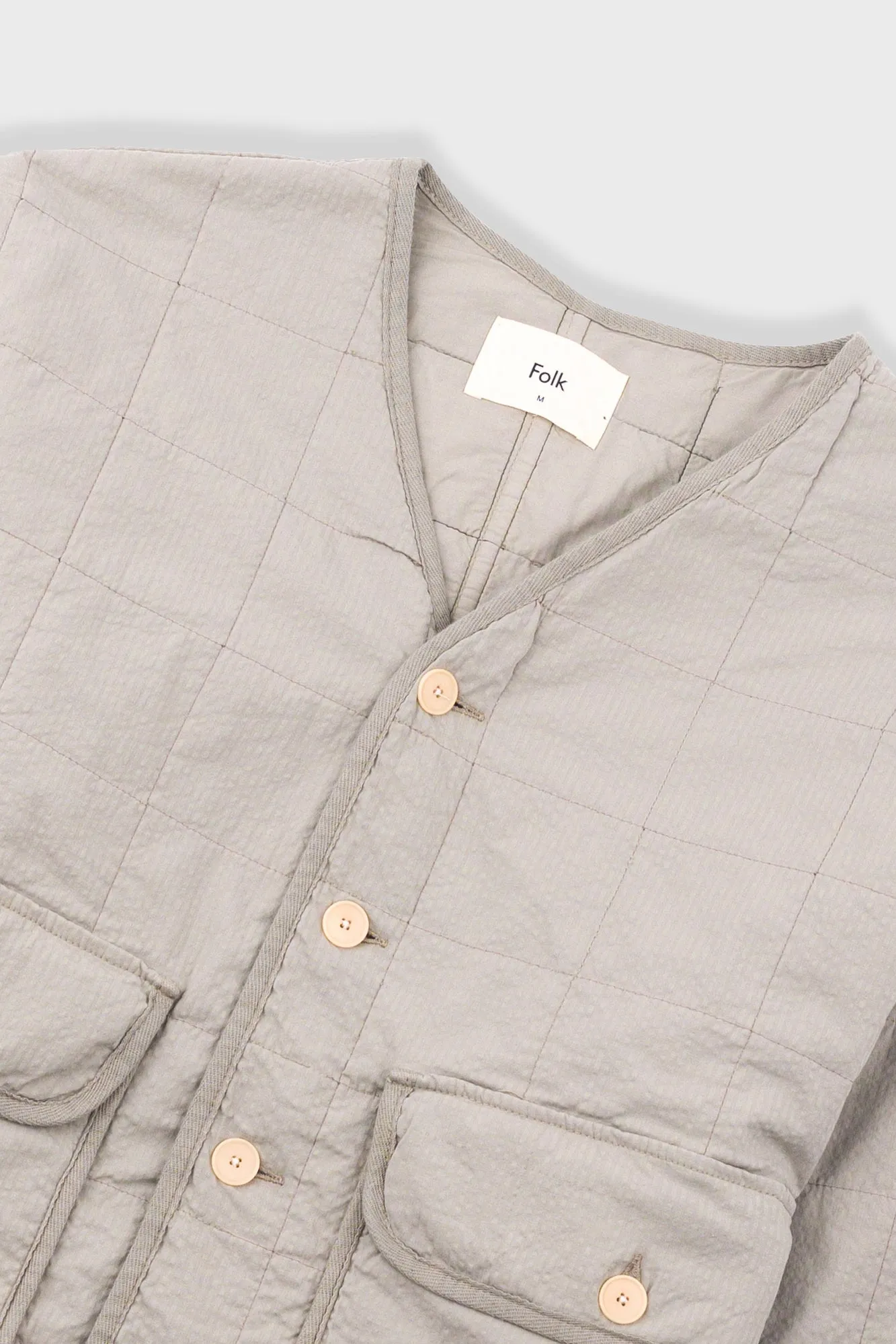 Quilted Liner Jacket - Smoke Grey Seersucker sold by Folk product image thumbnail 5