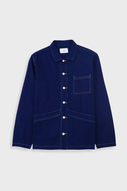 Meyer Shirt Jacket - Deep Denim Herringbone sold by Folk