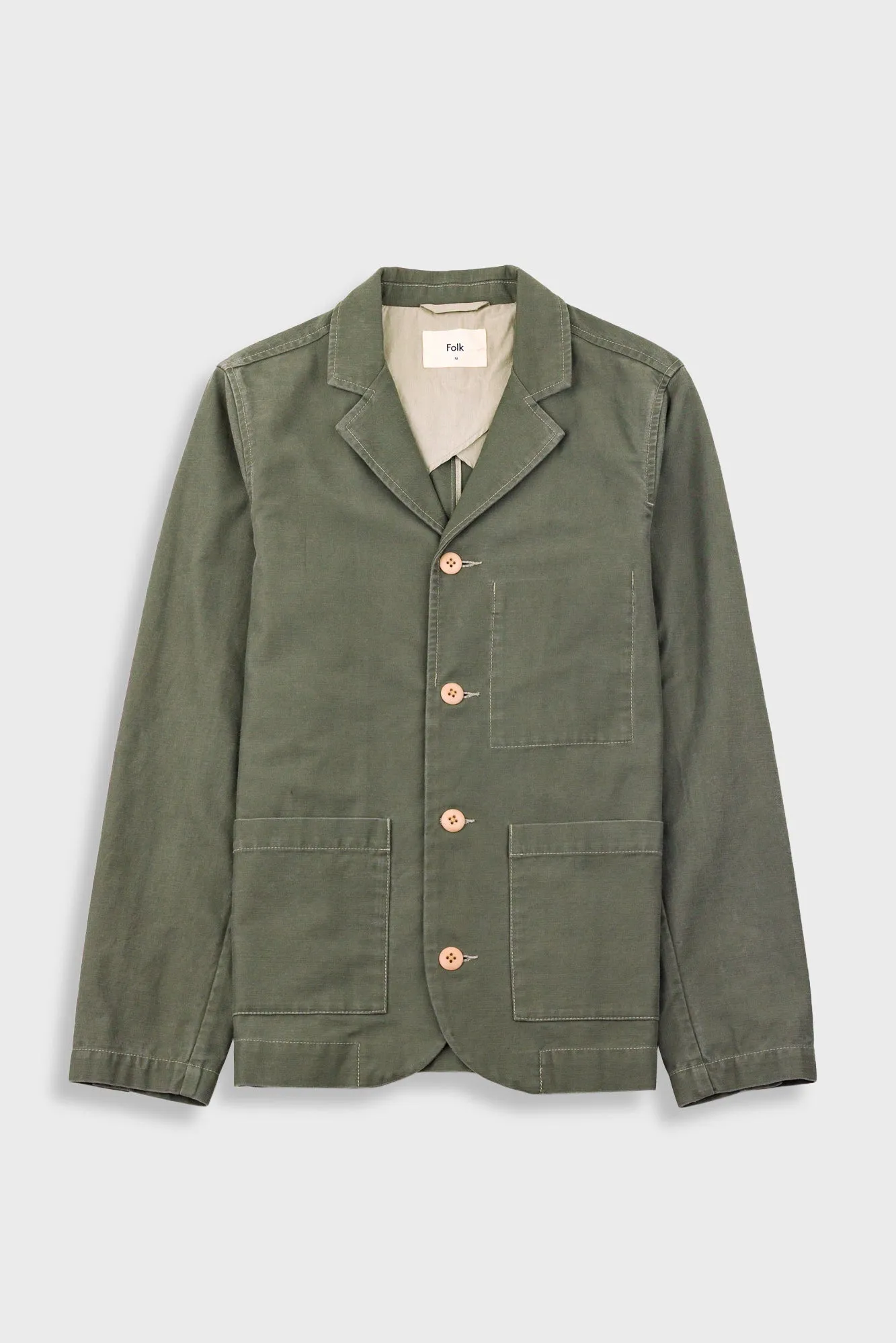 Patch Jacket - Dark Olive Slub sold by Folk