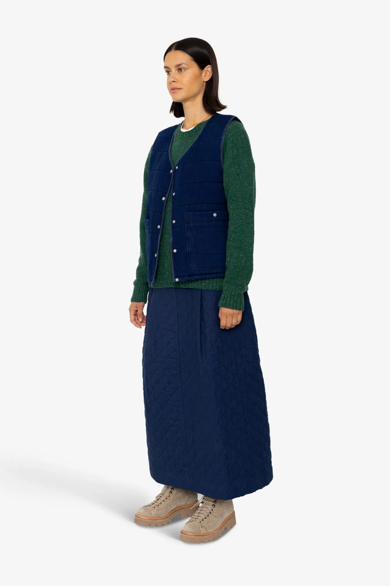 Quilted Gilet - Denim Herringbone sold by Folk product image thumbnail 3